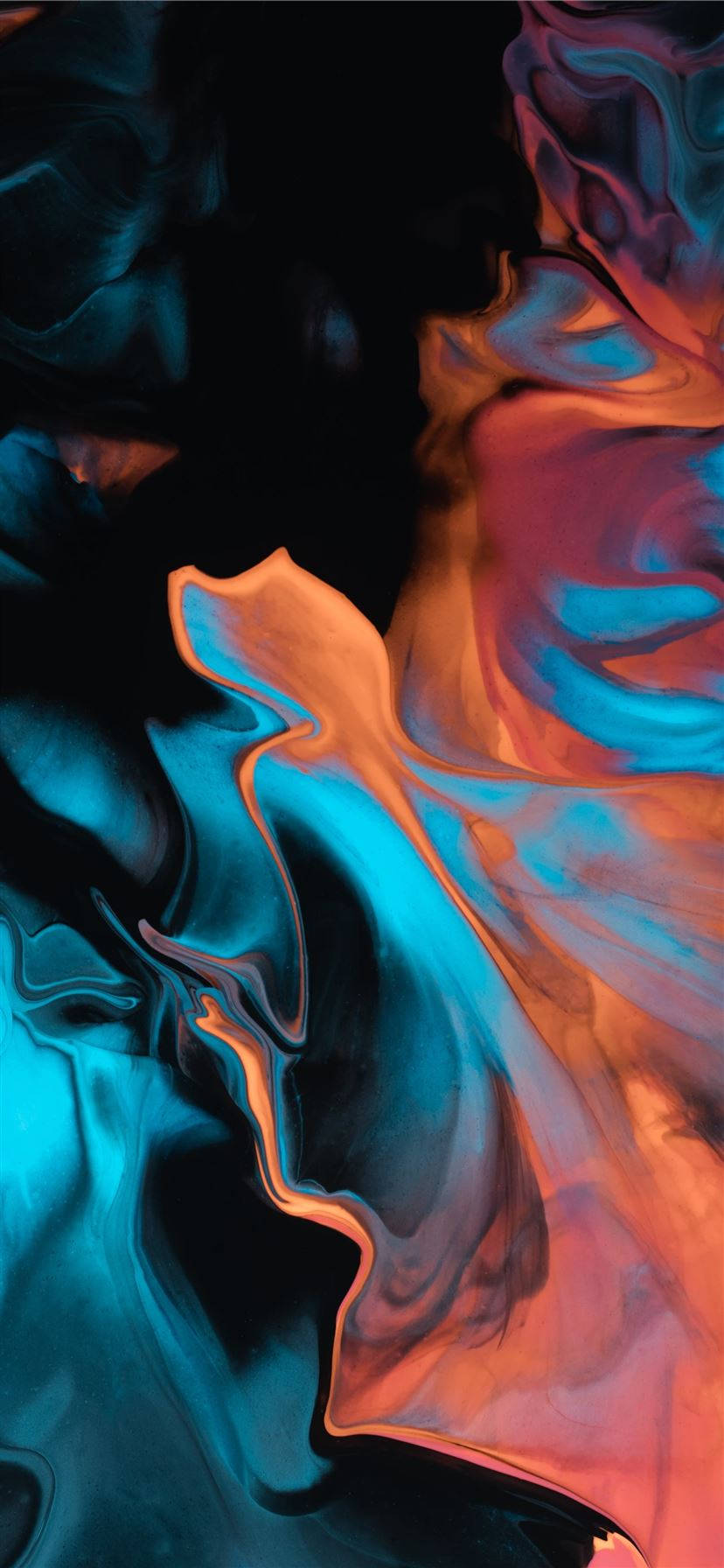 Cyan, orange, teal blue, HD Phone Wallpaper