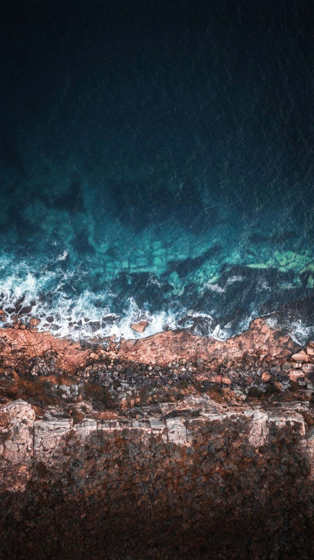 Cyan Aesthetic, turquoise waves, rugged brown cliffs, Full HD Phone Wallpaper