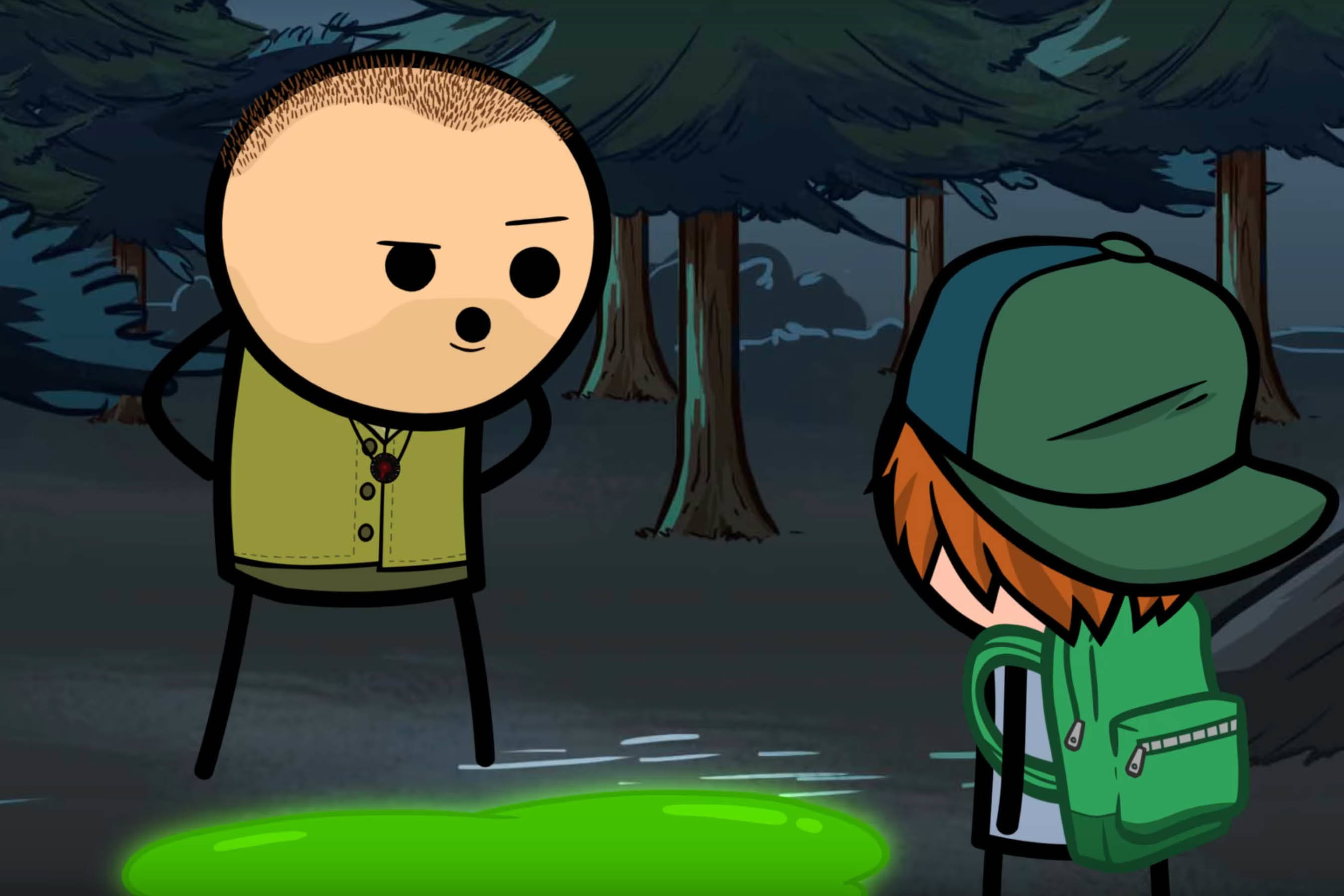 Cyanide And Happiness, forest, dark forest, 2K Desktop Wallpaper