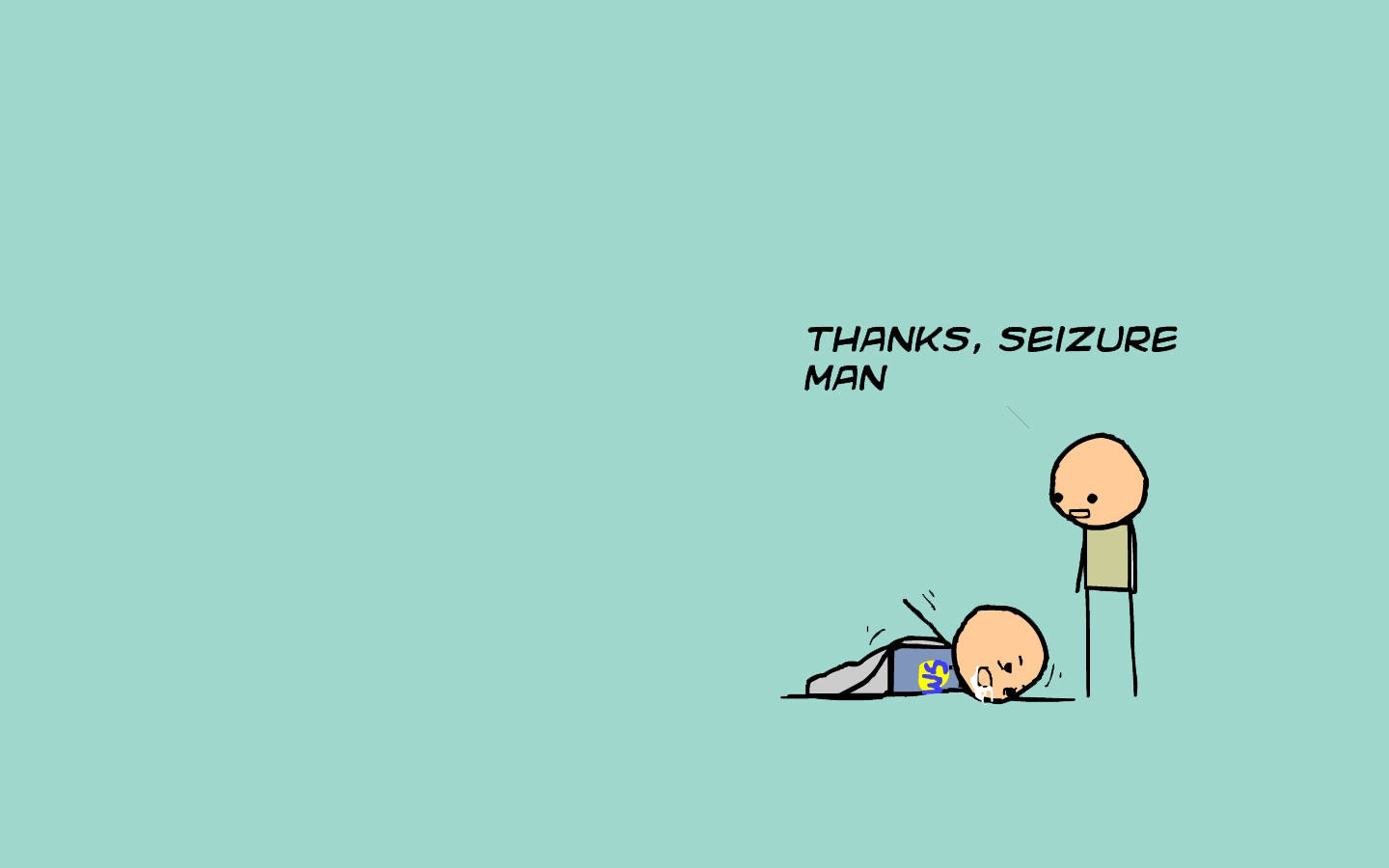 Cyanide And Happiness, seizure man, teal background, HD Desktop Wallpaper