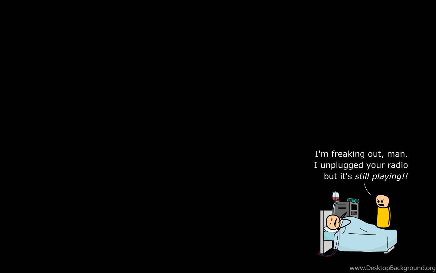 Cyanide And Happiness, yellow figure, radio, HD Desktop Wallpaper