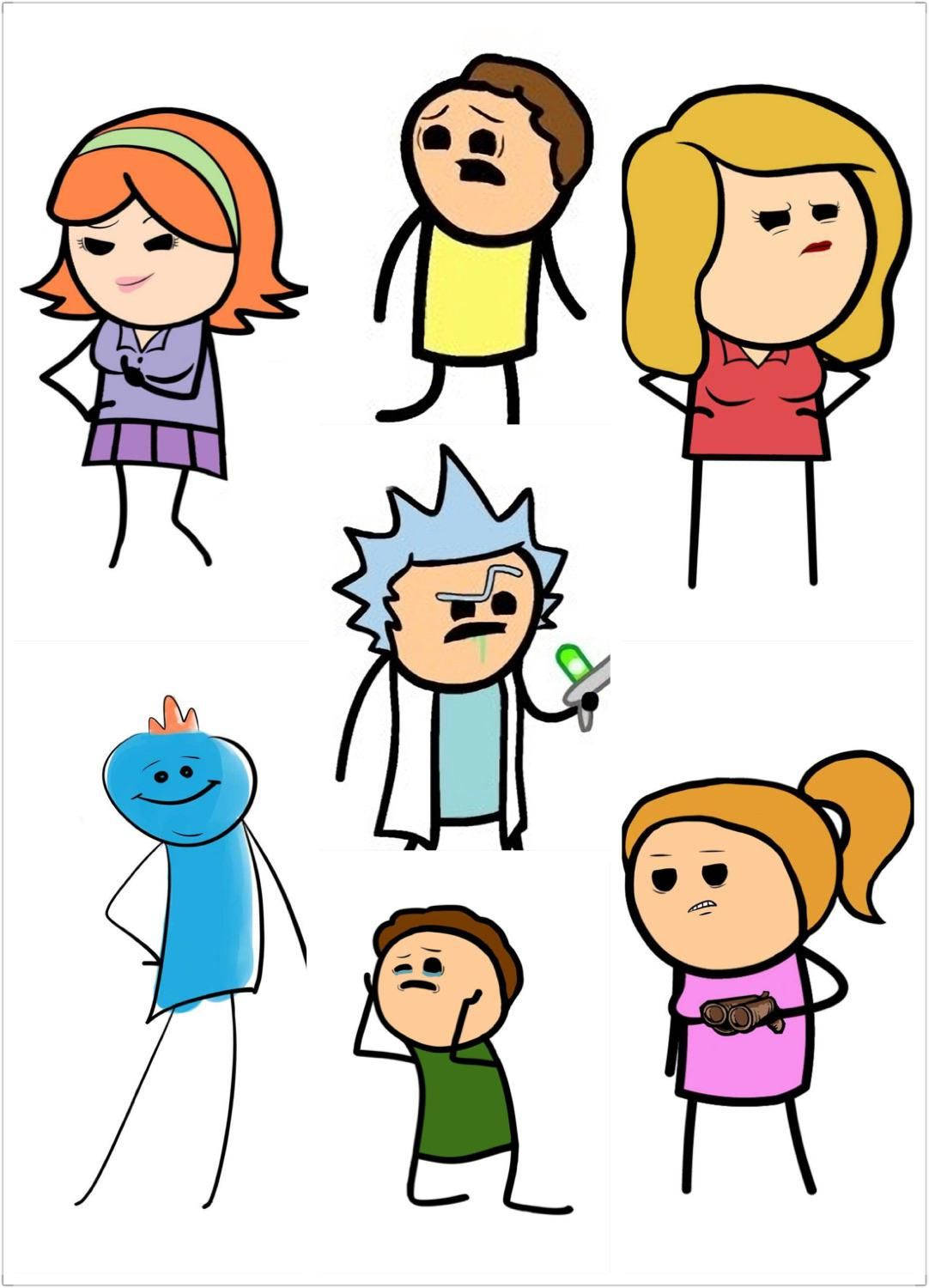 Cyanide And Happiness, cartoon characters, distinct expressions, HD Phone Wallpaper