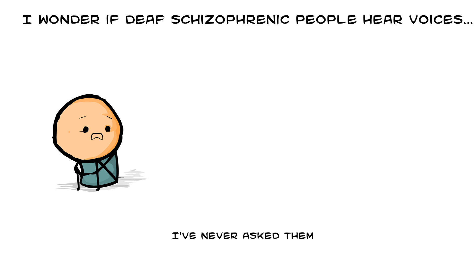Cyanide And Happiness, deaf schizophrenic, philosophical question, Full HD Desktop Wallpaper