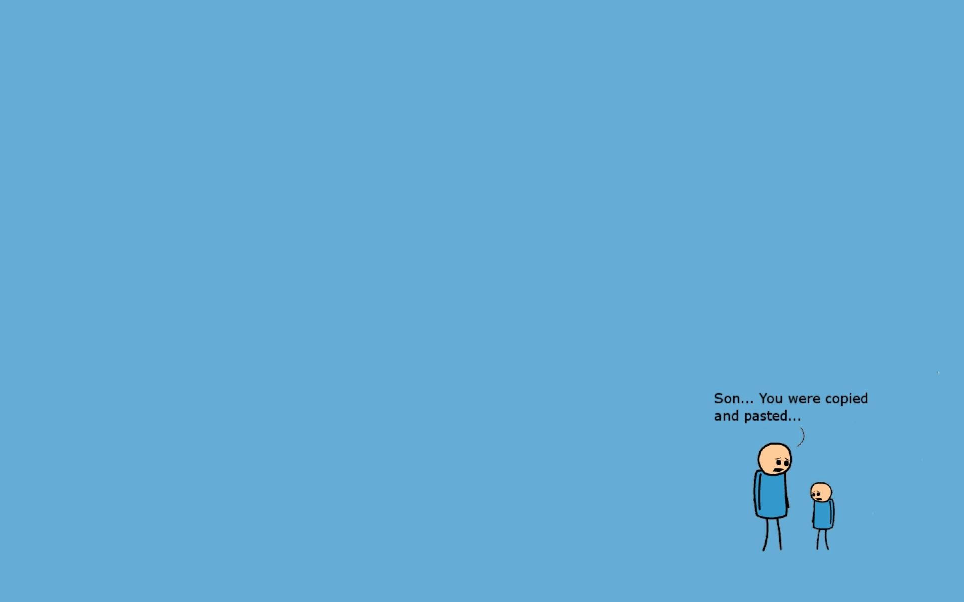 Cyanide And Happiness, stick figures, solid blue background, Full HD Desktop Wallpaper