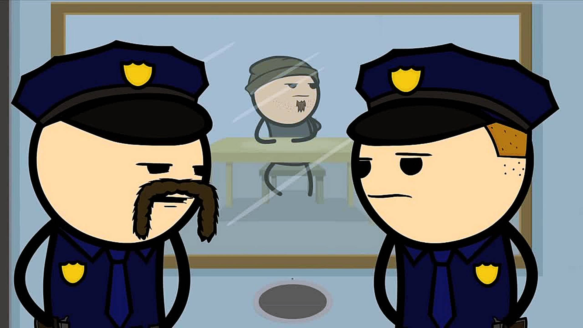 Cyanide And Happiness, interrogation room, glass partition, Full HD Desktop Wallpaper