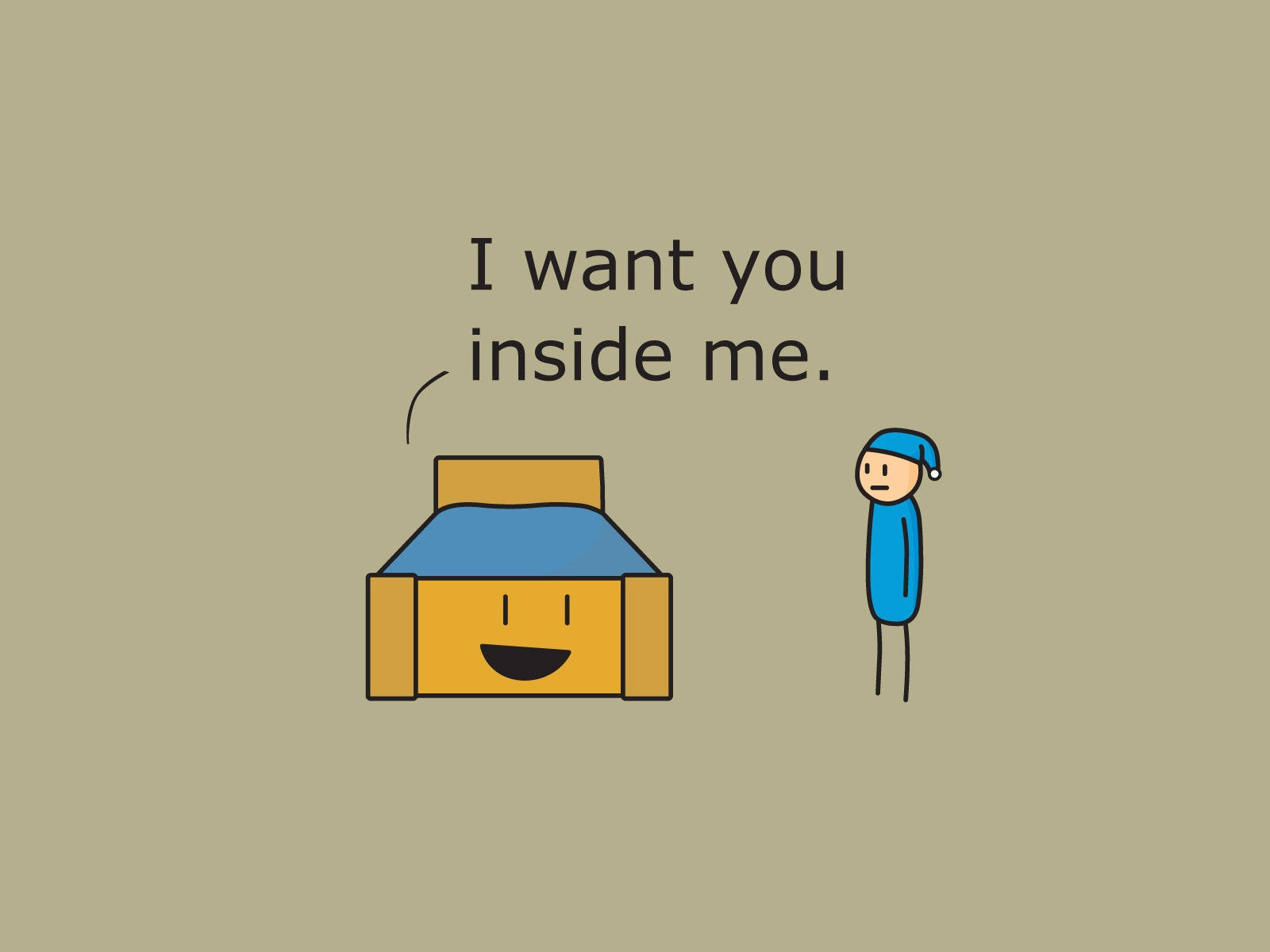 Cyanide And Happiness, stick figure, blue pajama set, HD Desktop Wallpaper