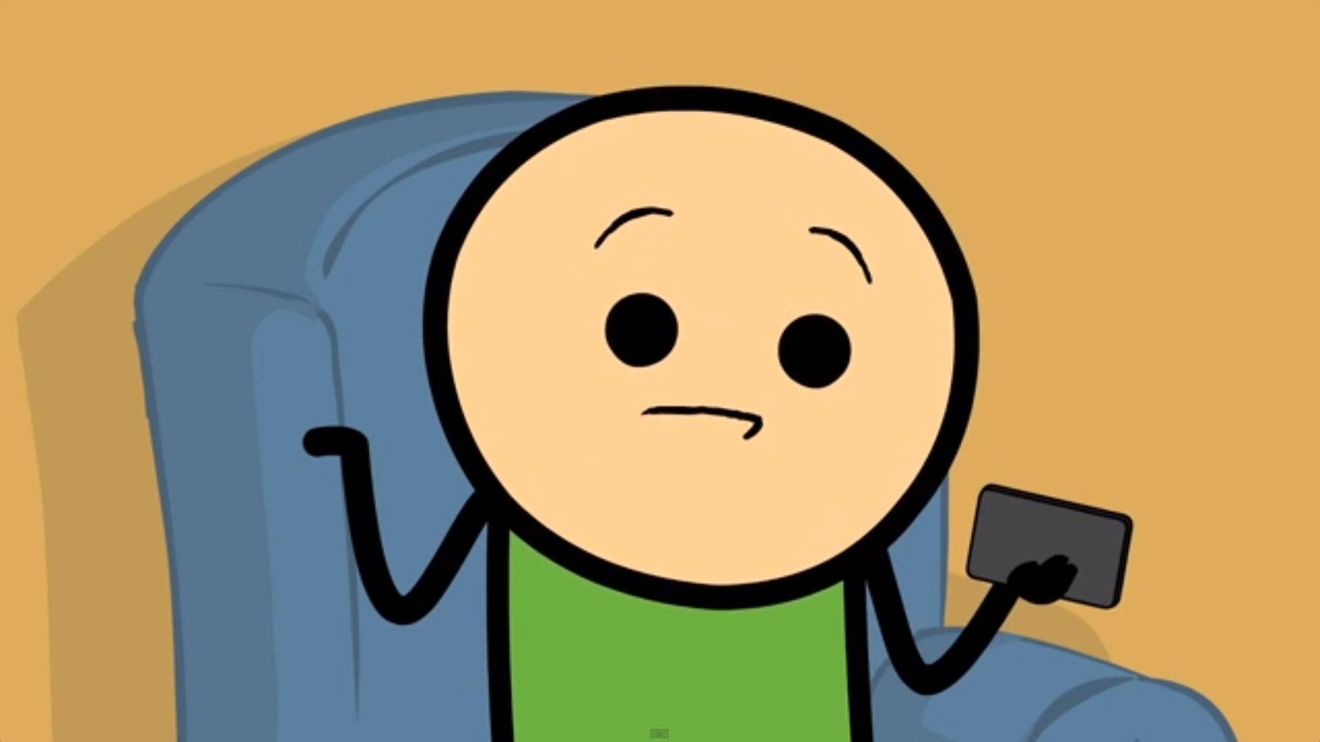 Cyanide And Happiness, blue armchair, phone, Full HD Desktop Wallpaper