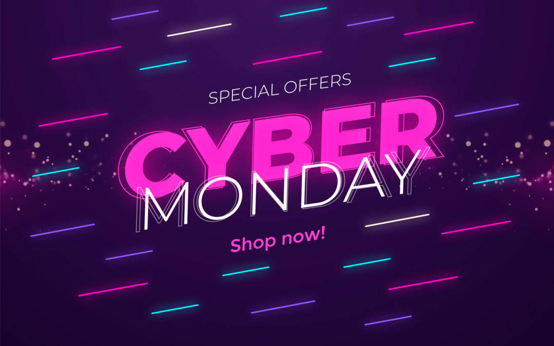 Cyber Monday, neon pink, cyan, SD Desktop Wallpaper
