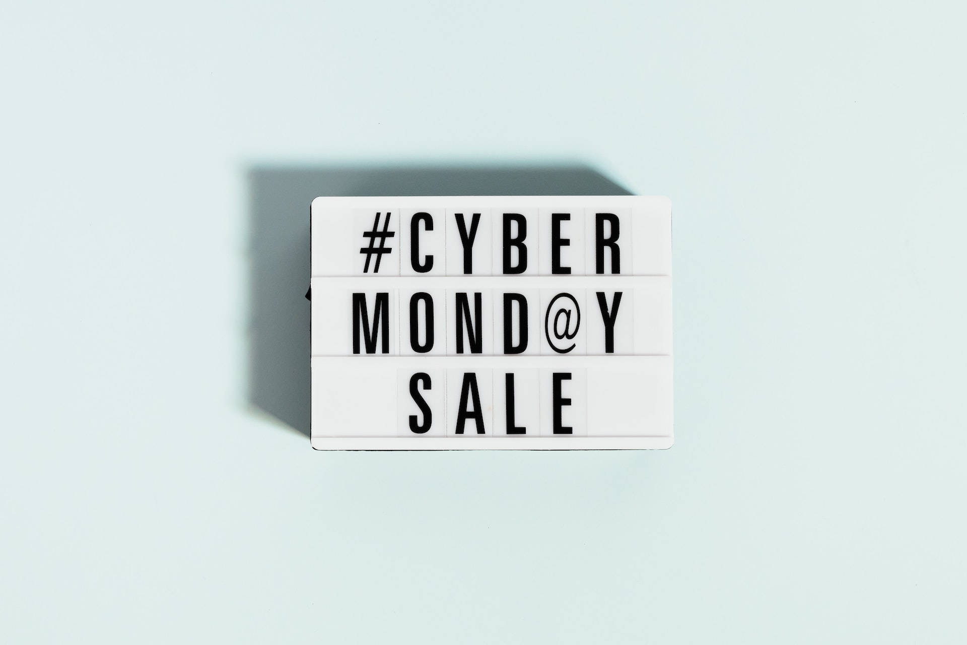 Cyber Monday, white lightbox, bold black letters, Full HD Desktop Wallpaper
