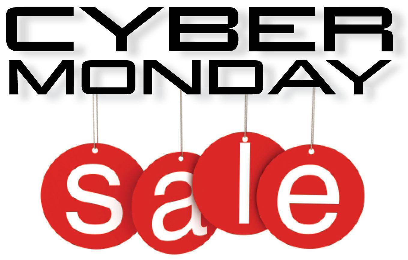 CYBER MONDAY, black, red circular tags, HD Desktop Wallpaper