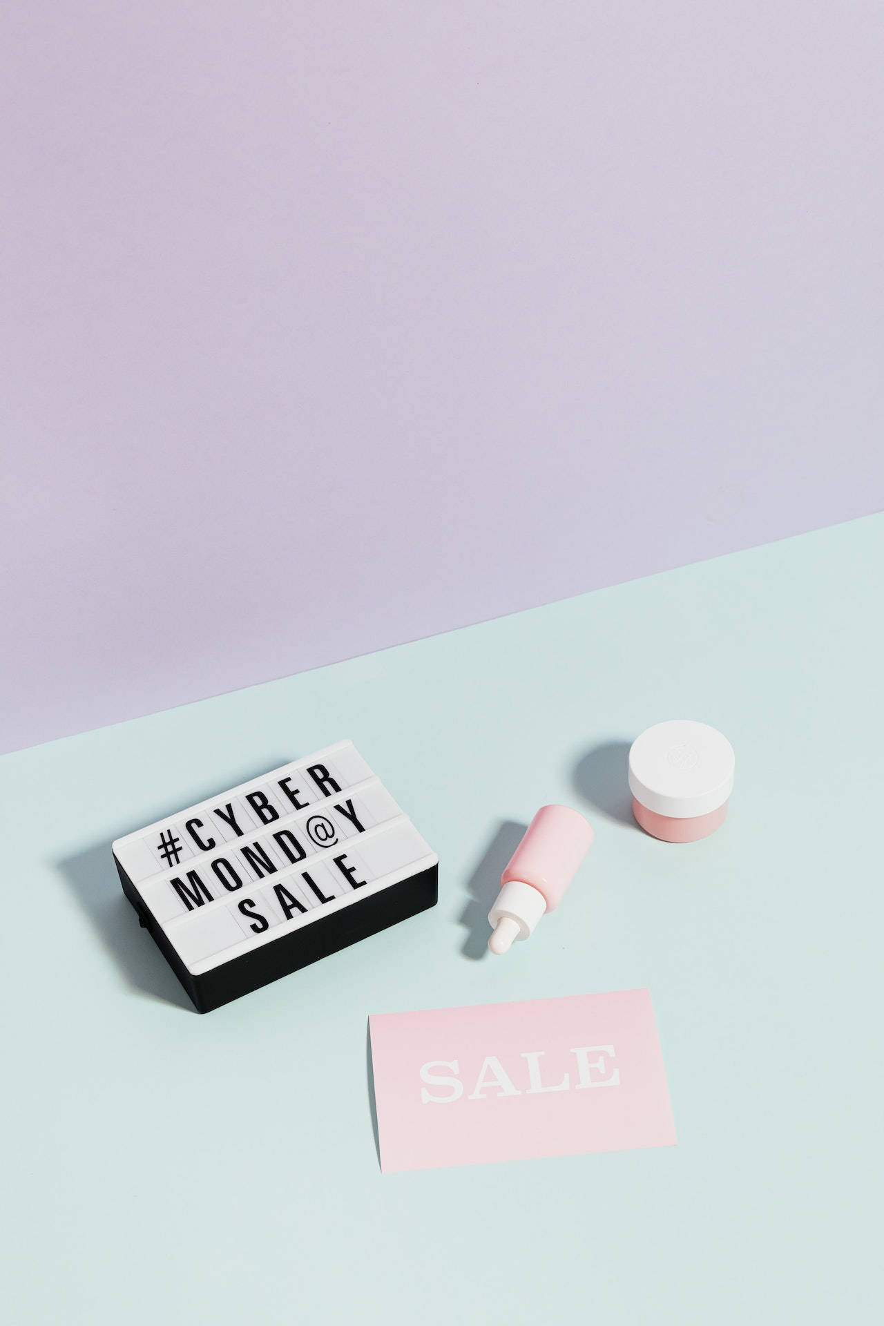 Cyber Monday, lightbox, pink skincare products, Full HD Phone Wallpaper