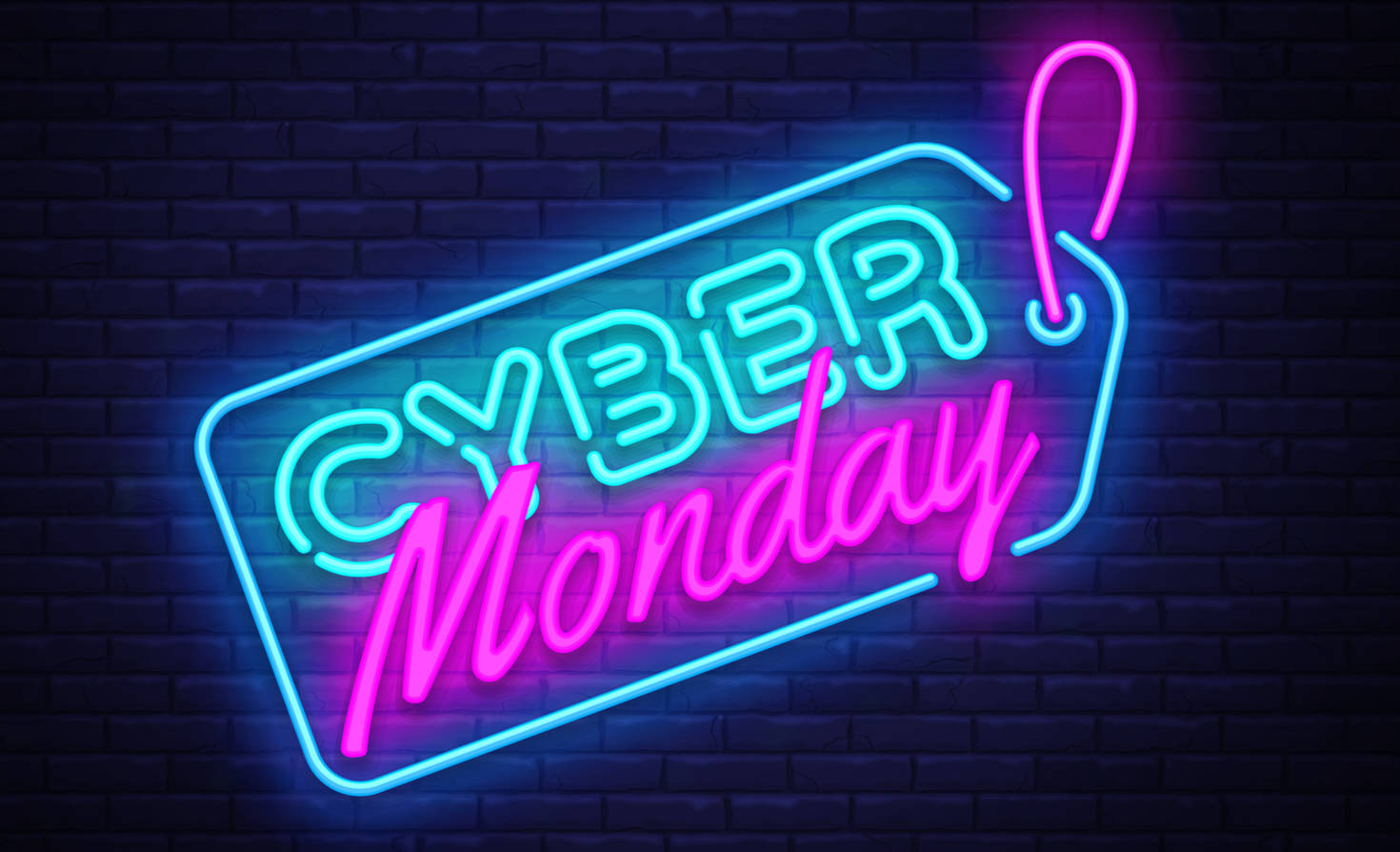 Cyber Monday, neon sign, blue, HD Desktop Wallpaper