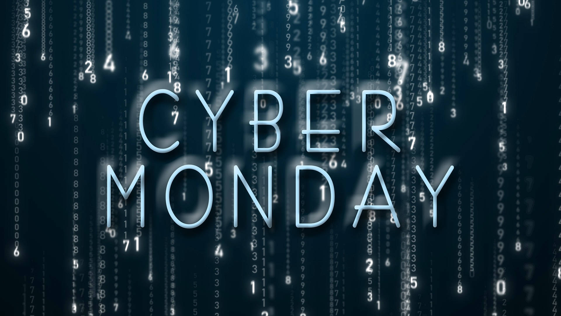 Cyber Monday, light blue, dark background, Full HD Desktop Wallpaper
