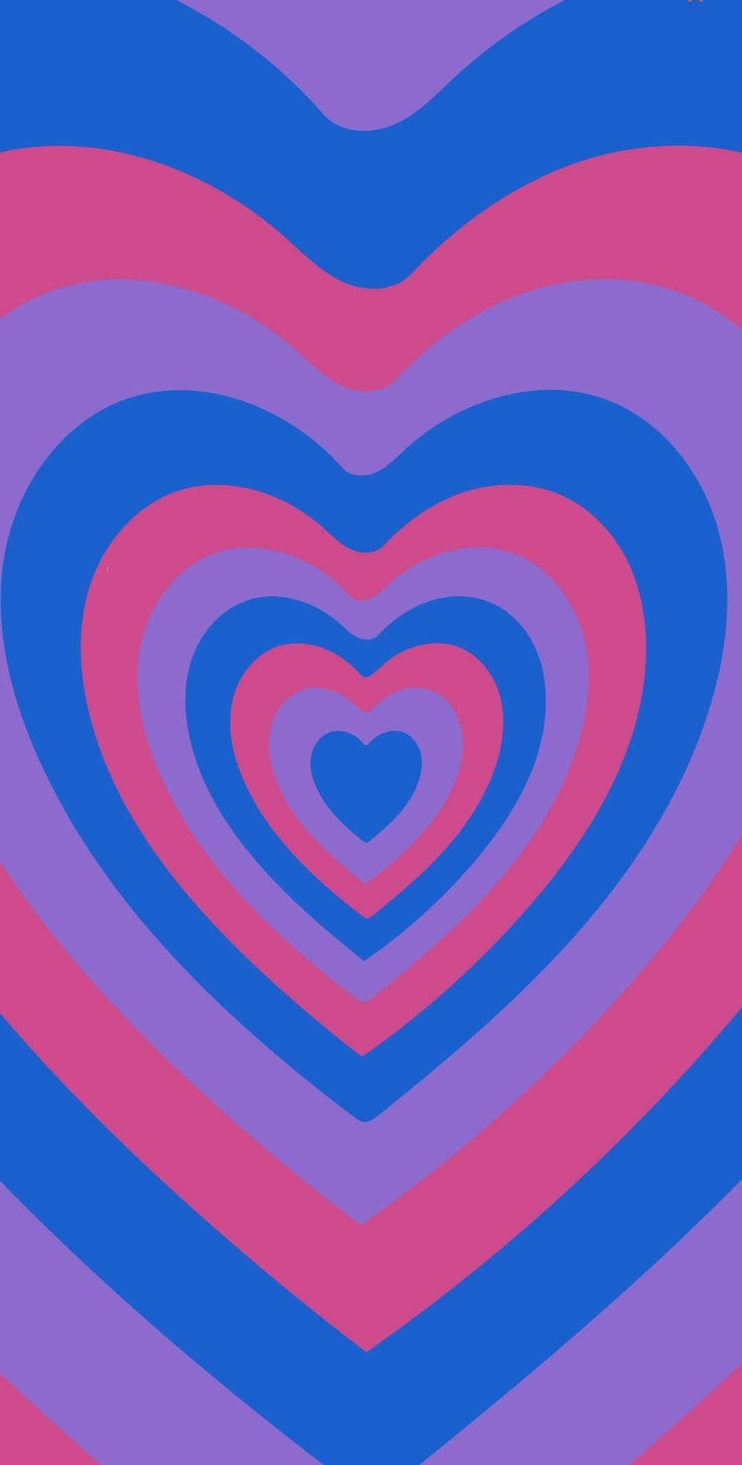 Cyber Purple Y2 K Heart Aesthetic, concentric hearts, blue pink and purple, Full HD Phone Wallpaper