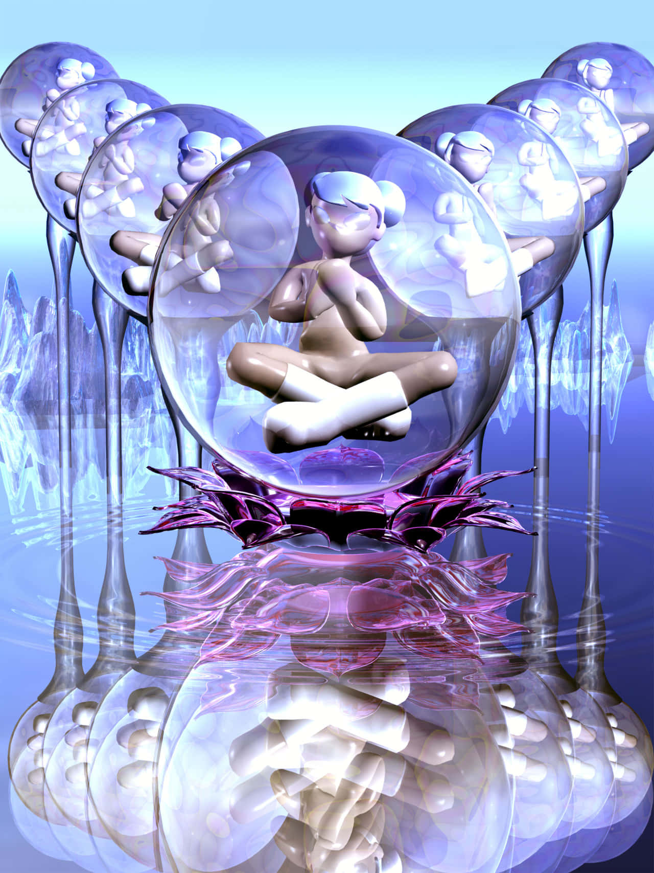 Cyber Meditation Y2 K Aesthetic, glass bubble, translucent duplicates, HD Phone Wallpaper