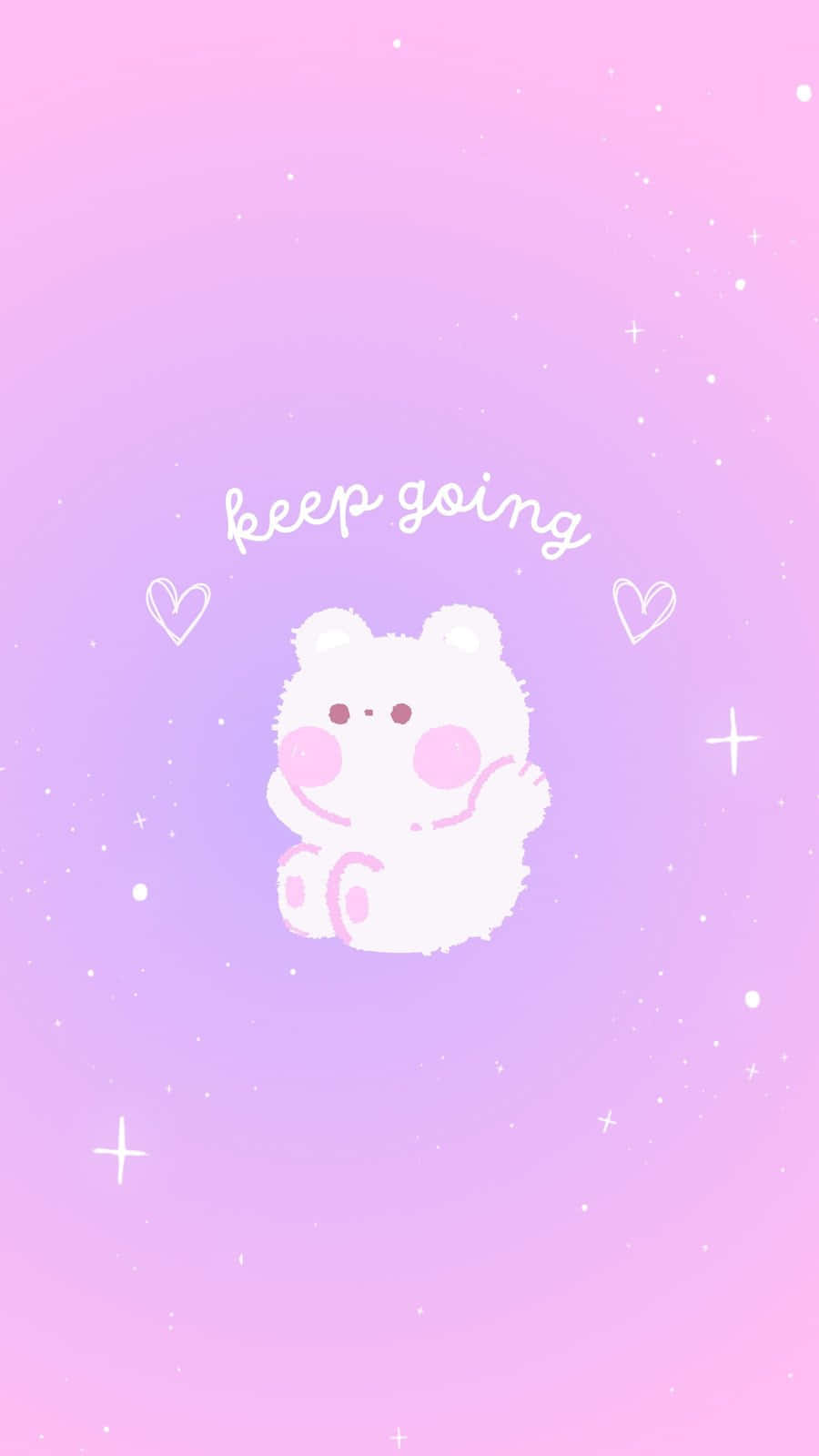 cute white fluffy bear, pink cheeks, soft gradient pink and purple background, HD Phone Wallpaper