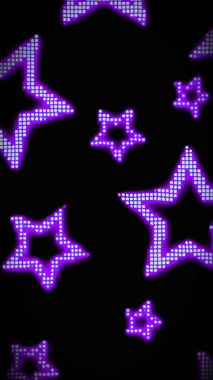 Cyber Purple Star Pattern, vibrant purple, pixelated stars, HD Phone Wallpaper