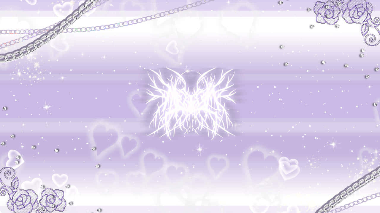 Cyber Purple Y2 K Aesthetic, lavender gradient, sparkling white hearts, HD Desktop Wallpaper