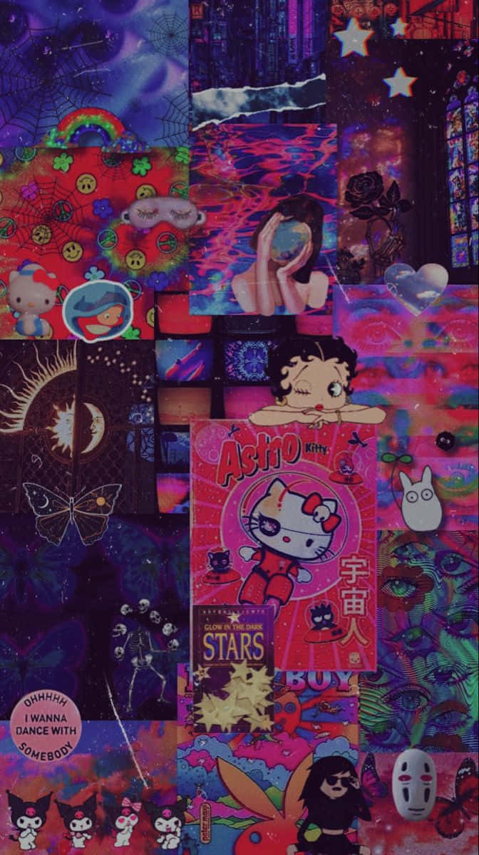 Cyber Purple Y2 K Aesthetic, neon pink, purple, SD Phone Wallpaper