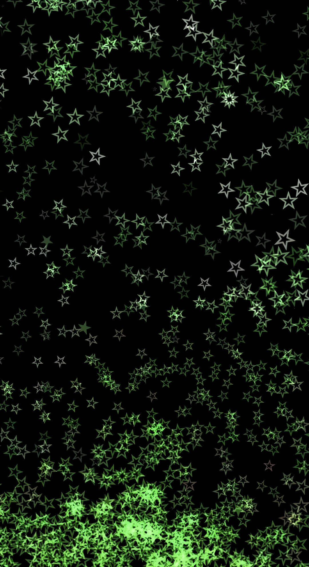 Cyber Green Starfield Glow, black background, glowing green and white stars, Full HD Phone Wallpaper