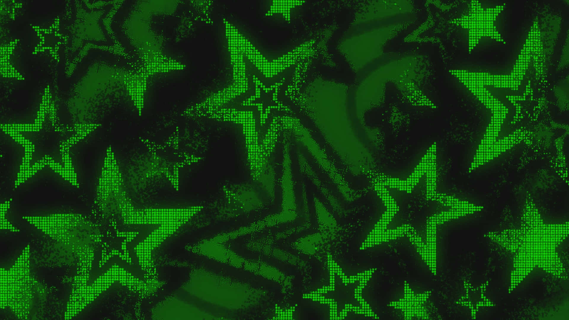 star, green, pixelated, Full HD Desktop Wallpaper