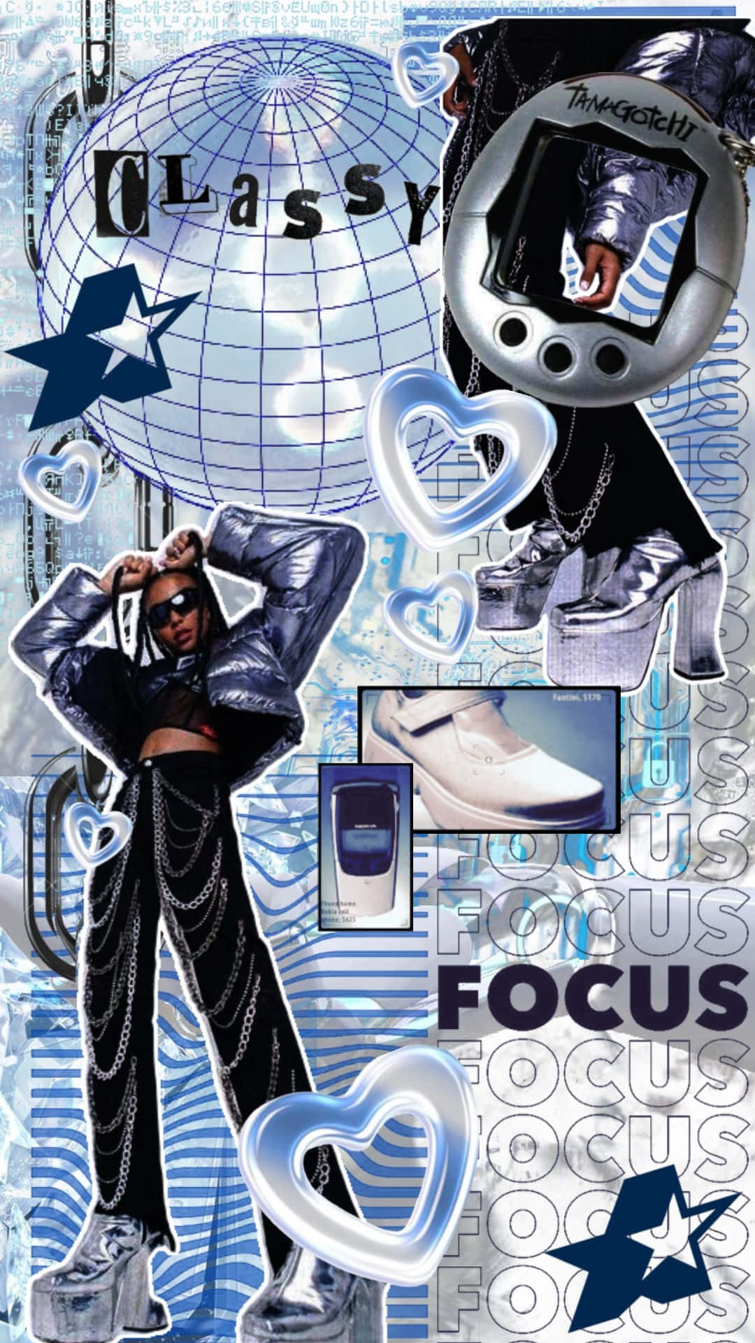 blue cybercore y2 k aesthetic, shiny black outfit, disco ball, Full HD Phone Wallpaper