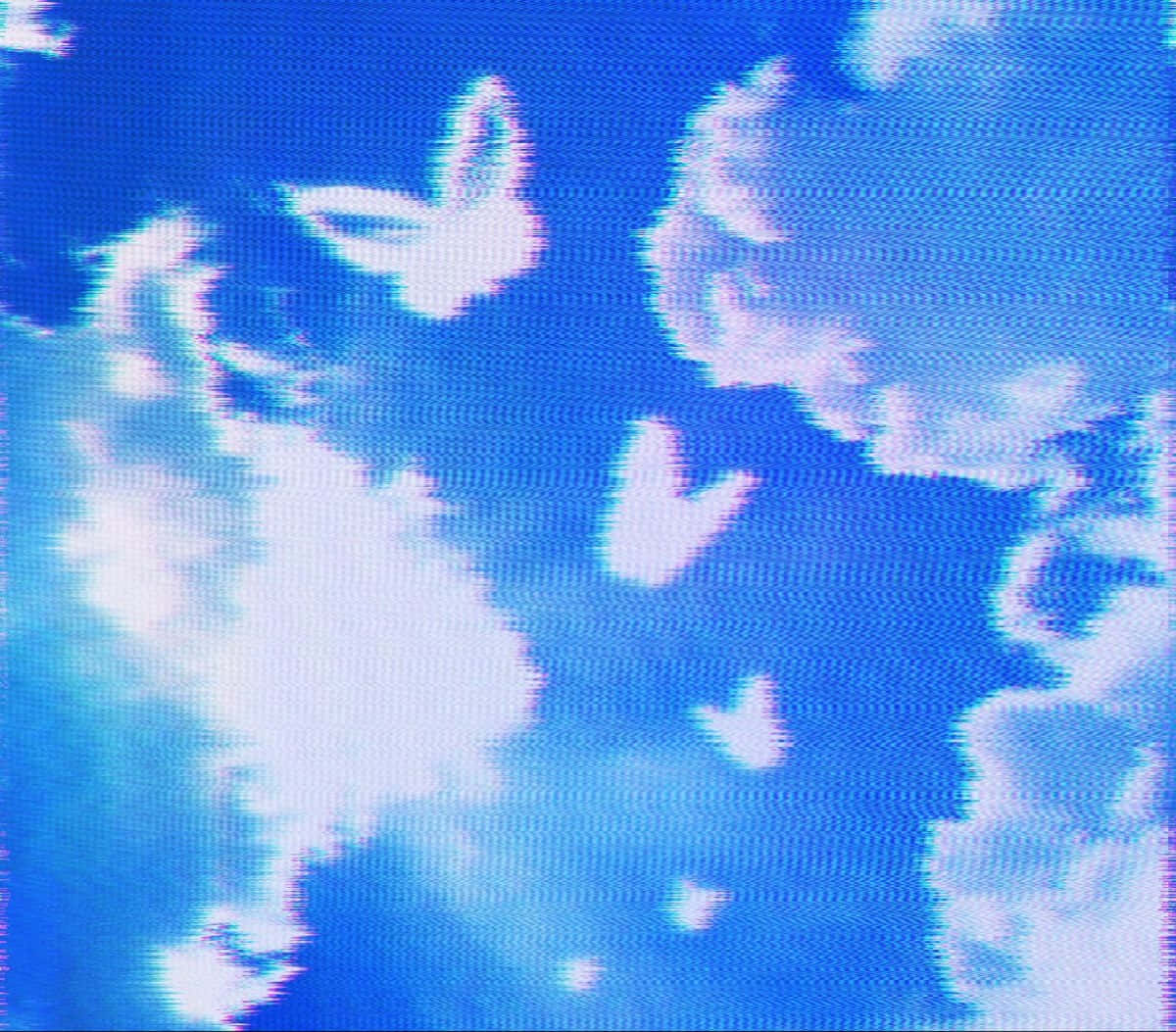 blue digital sky, glitchy blue sky, white clouds, SD Desktop Wallpaper