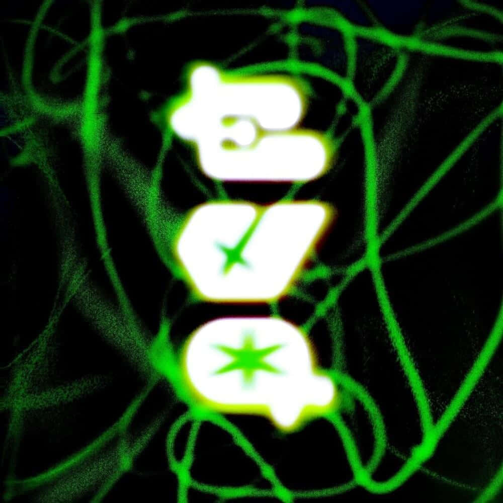 green Y2K cyber aesthetic, glowing white speech bubbles, green stars, SD Desktop Wallpaper