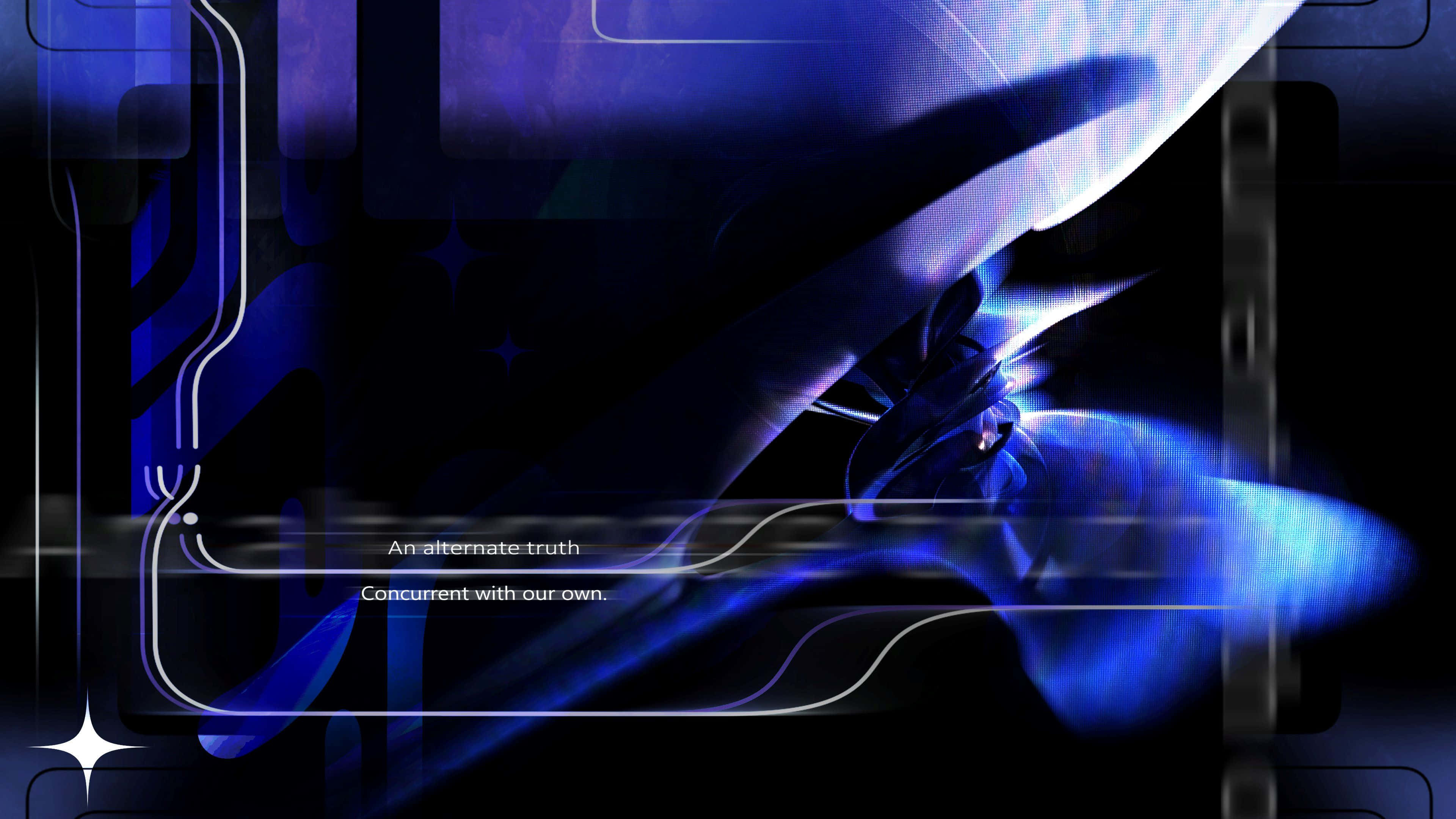 Cyber Y2 K Abstract Truth, glowing blue circuit lines, flowing energy, 4K Desktop Wallpaper