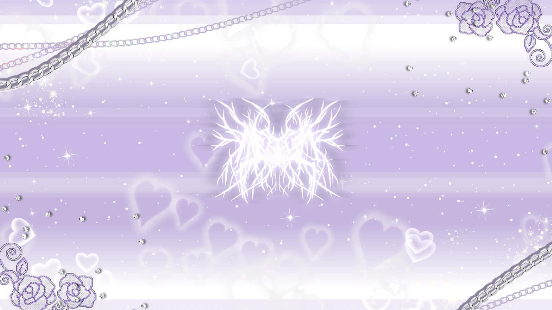 glowing white angelic wing emblem, soft lavender gradient backdrop, hearts, Full HD Desktop Wallpaper
