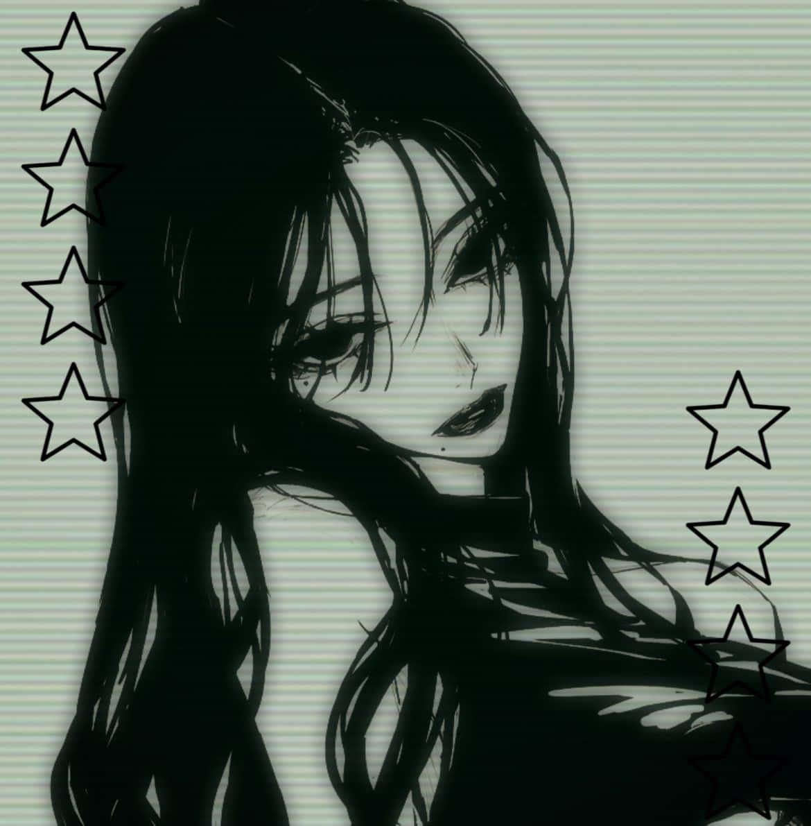 Cyber Y2 K Anime Style Profile, anime girl, long dark hair, SD Phone Wallpaper