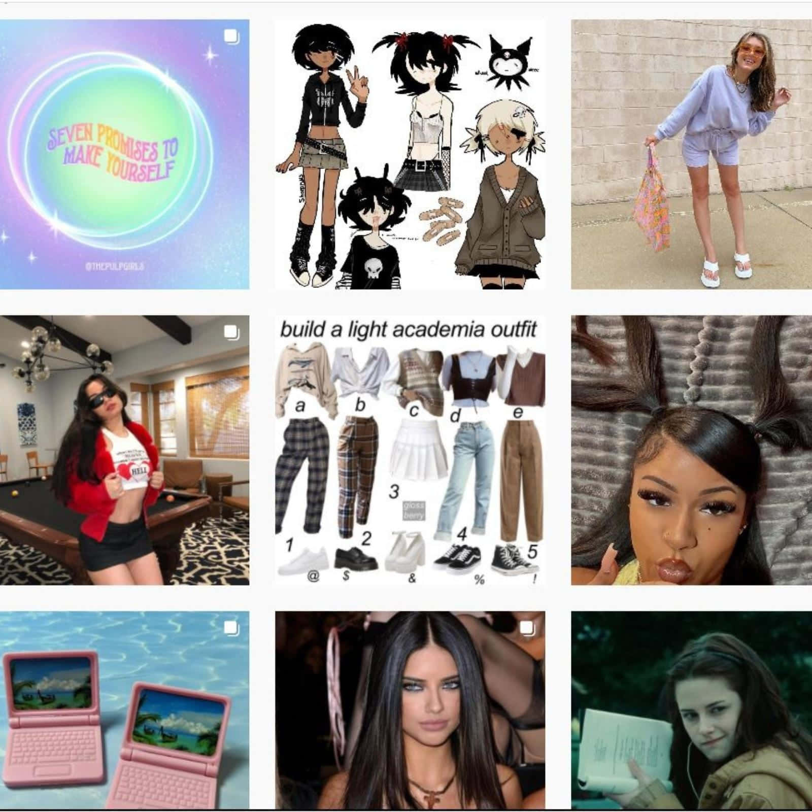 Cyber Y2 K Aesthetic Collage, anime characters, fashion outfits, HD Desktop Wallpaper