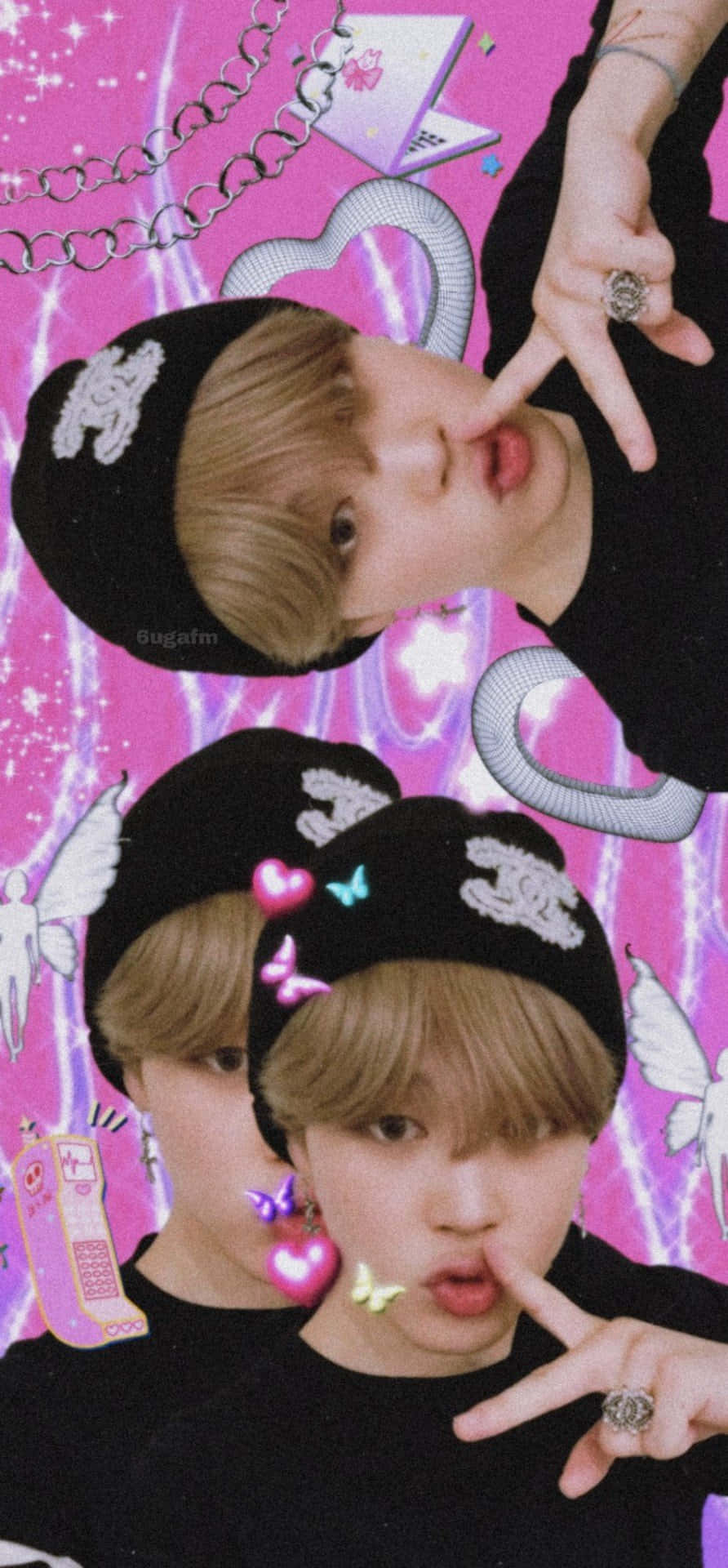 Cyber Y2 K, blonde hair, black beanie, Full HD Phone Wallpaper