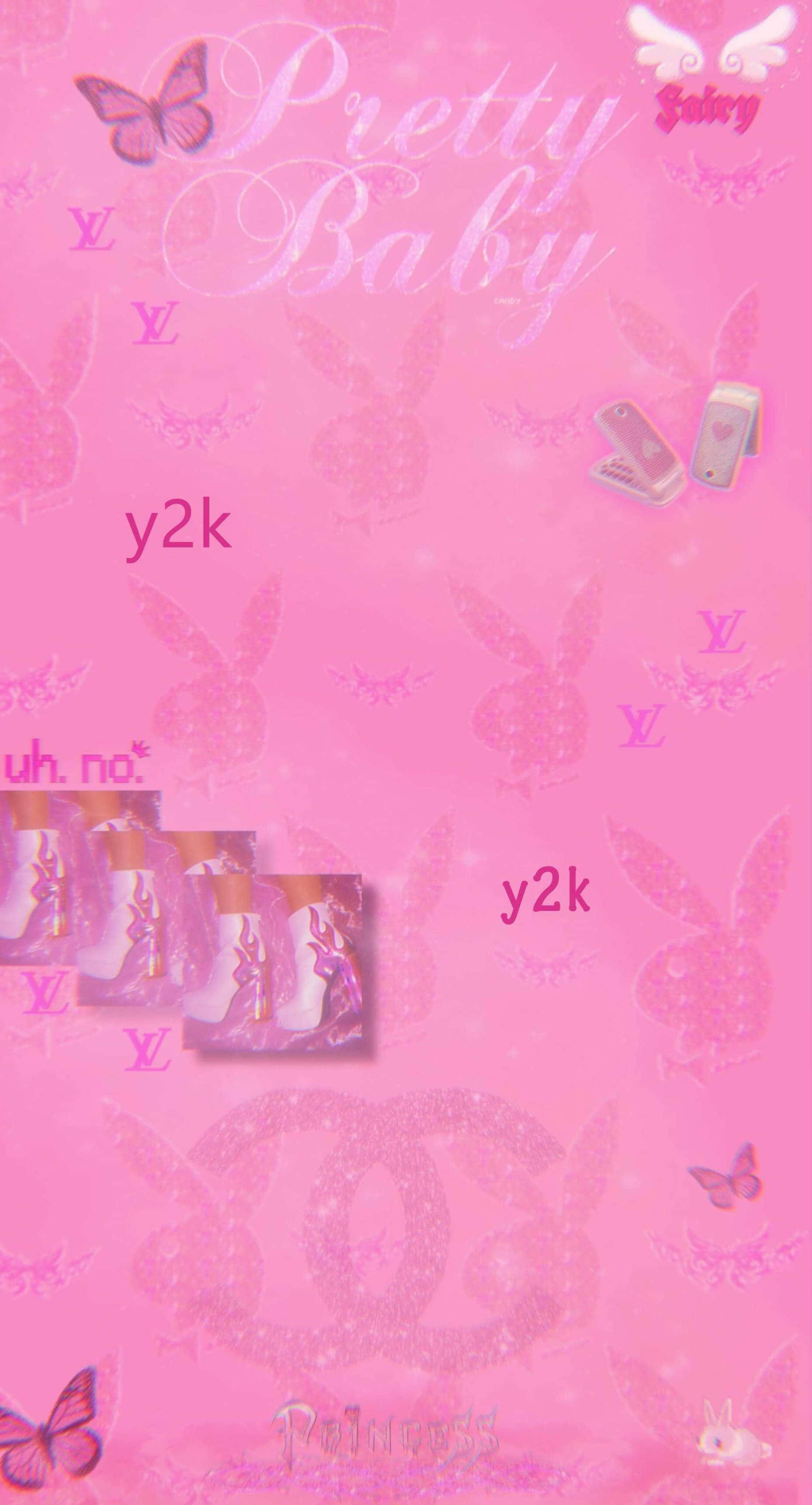 Cyber Y2 K Aesthetic, pink, glittery, 2K Phone Wallpaper