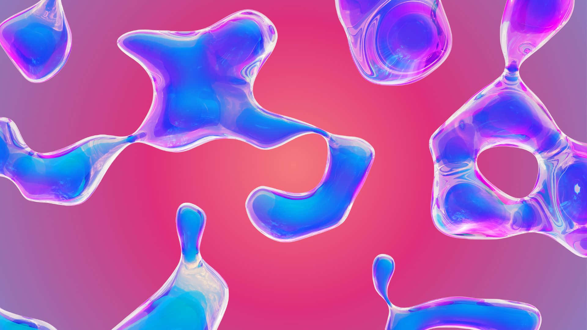 Cyber Y2 K, glossy blue, purple liquid blobs, Full HD Desktop Wallpaper