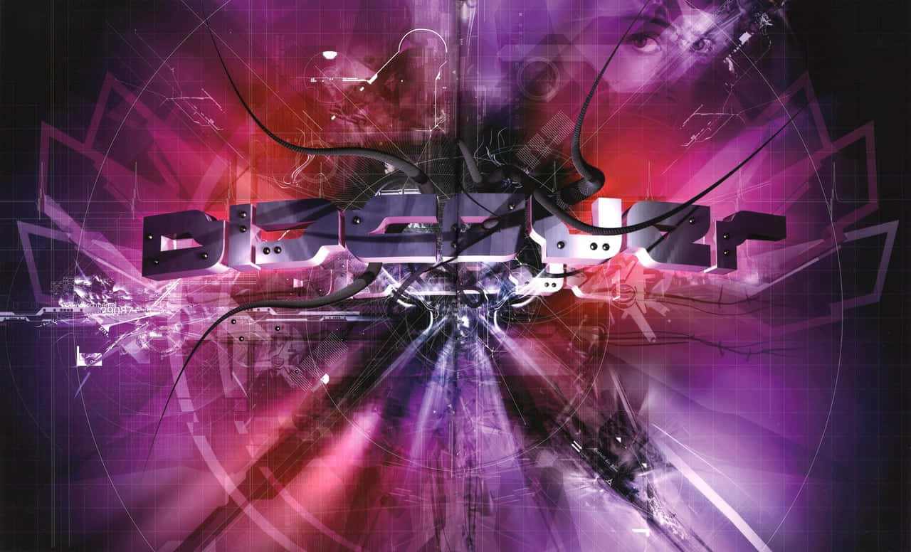 DISCOVER, metallic letters, glowing purple pink and black abstract tech elements, HD Desktop Wallpaper