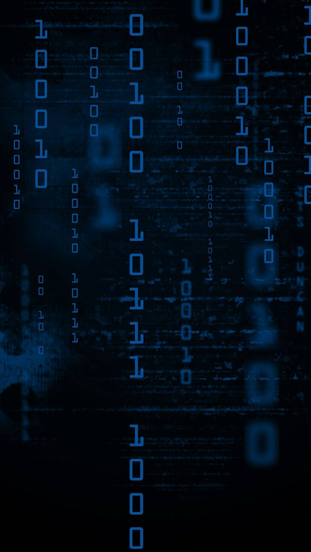 blue, binary code, glitch effects, Full HD Phone Wallpaper