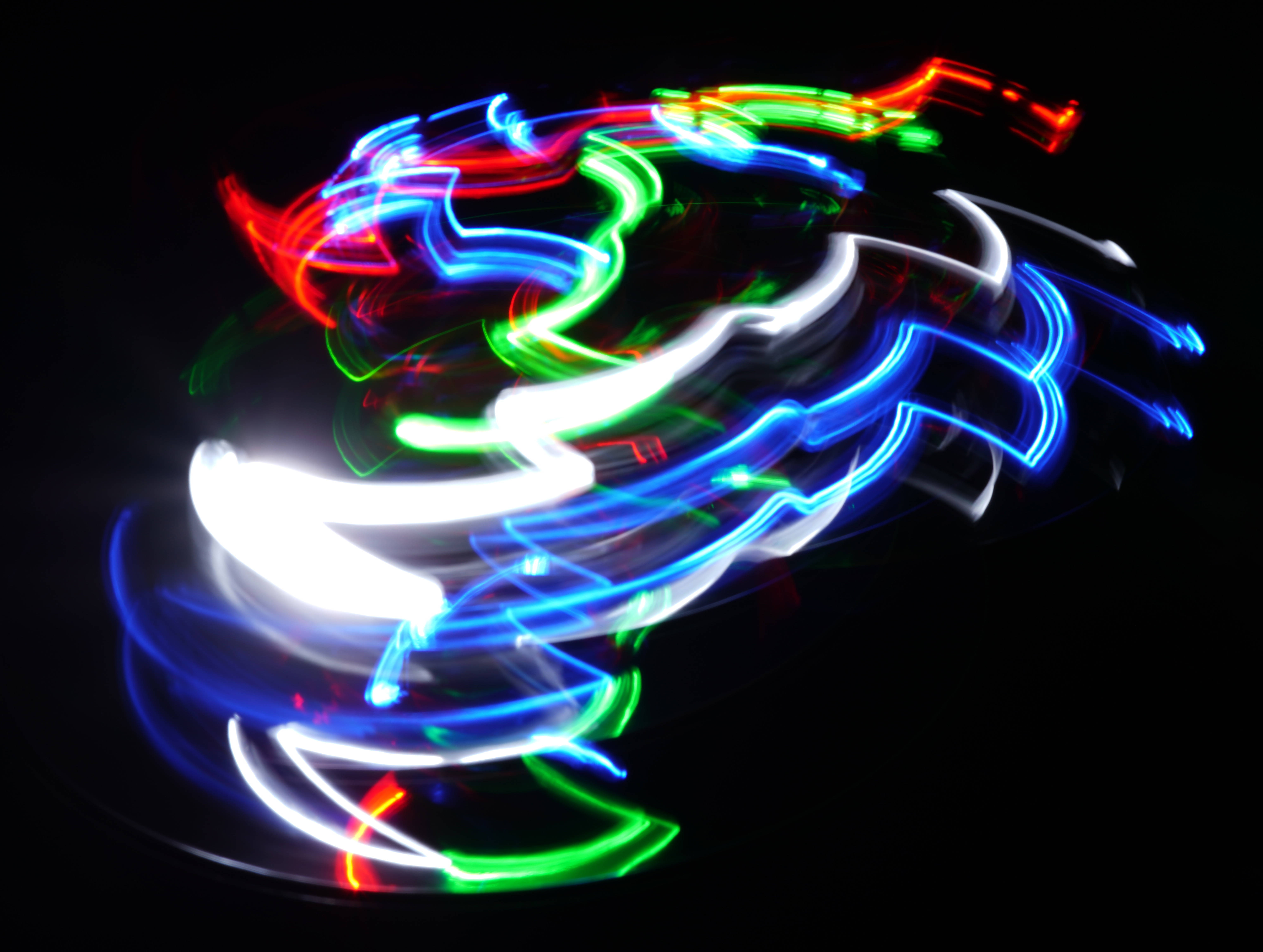 Cyber Light, neon light trails, pitch black background, 5K Desktop Wallpaper