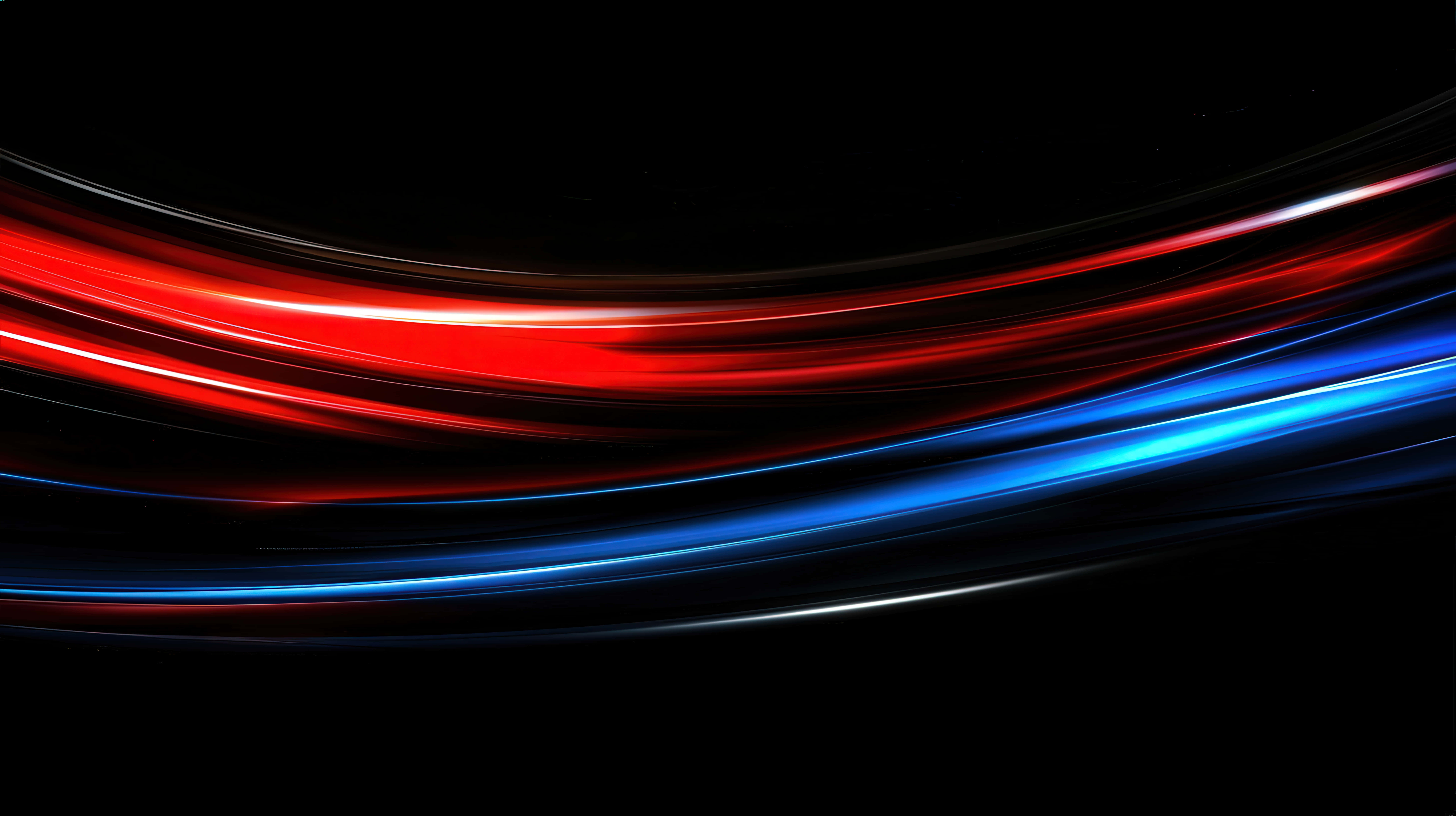 red and blue neon light streaks, deep black background, dynamic, 8K Desktop Wallpaper