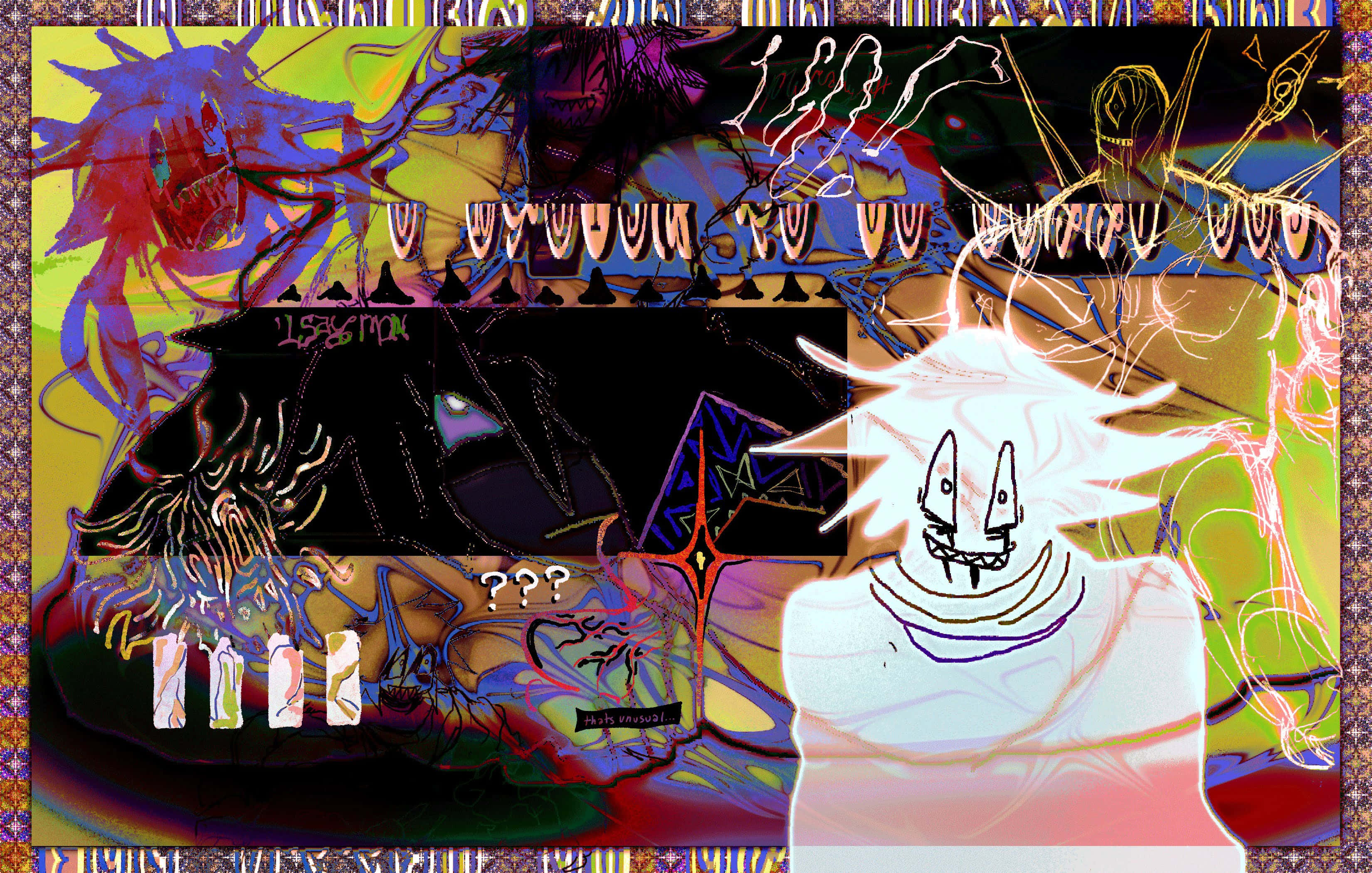 Cybercore, neon colors, glitchy anime characters, 2K Desktop Wallpaper