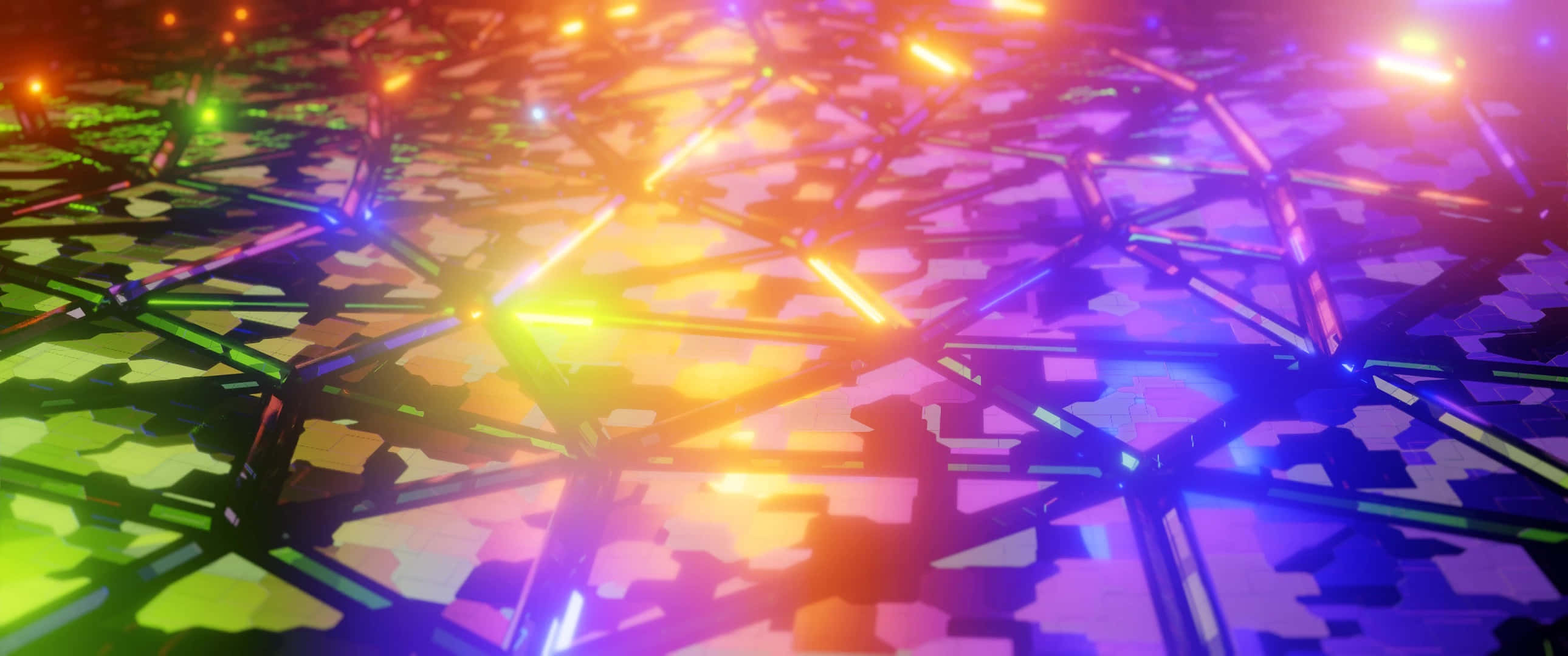 Cybercore, neon lights, vibrant rainbow hues, 2K Desktop Wallpaper
