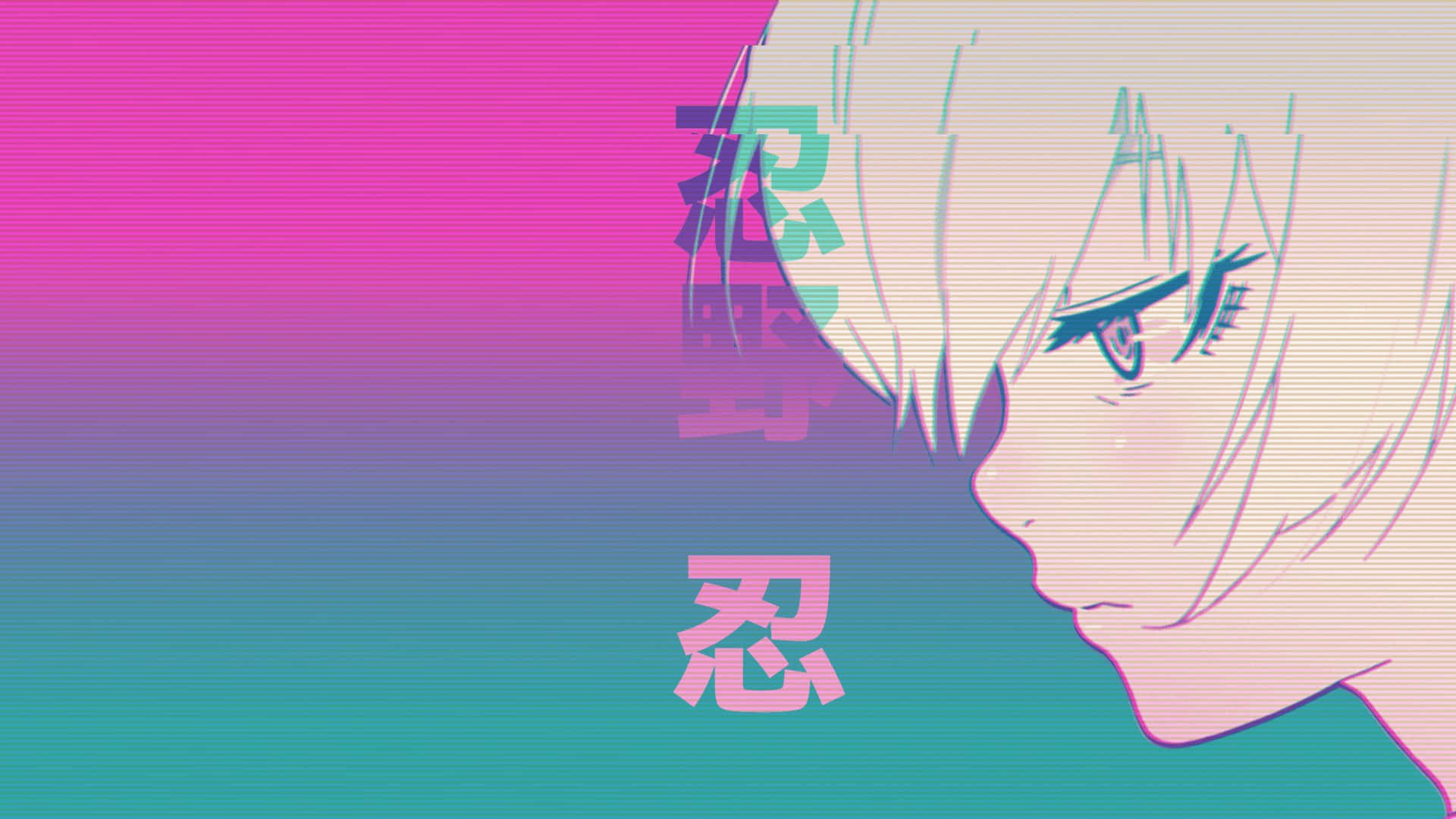 Cybercore, anime character, white hair, Full HD Desktop Wallpaper