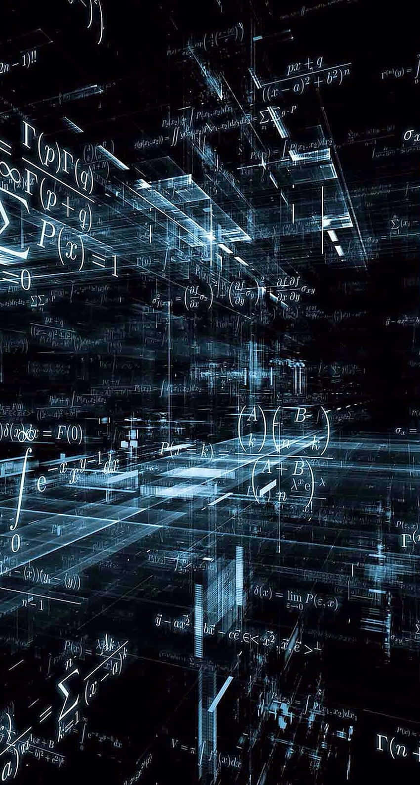 glowing blue mathematical equations, futuristic digital space, dark void, HD Phone Wallpaper