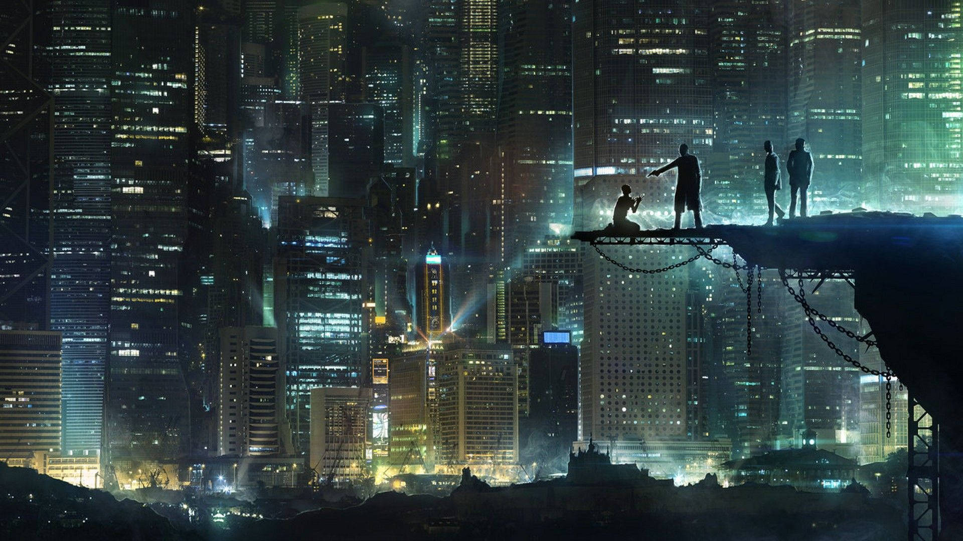 Cyberpunk 1920x1080, neon-lit futuristic cityscape, night, Full HD Desktop Wallpaper