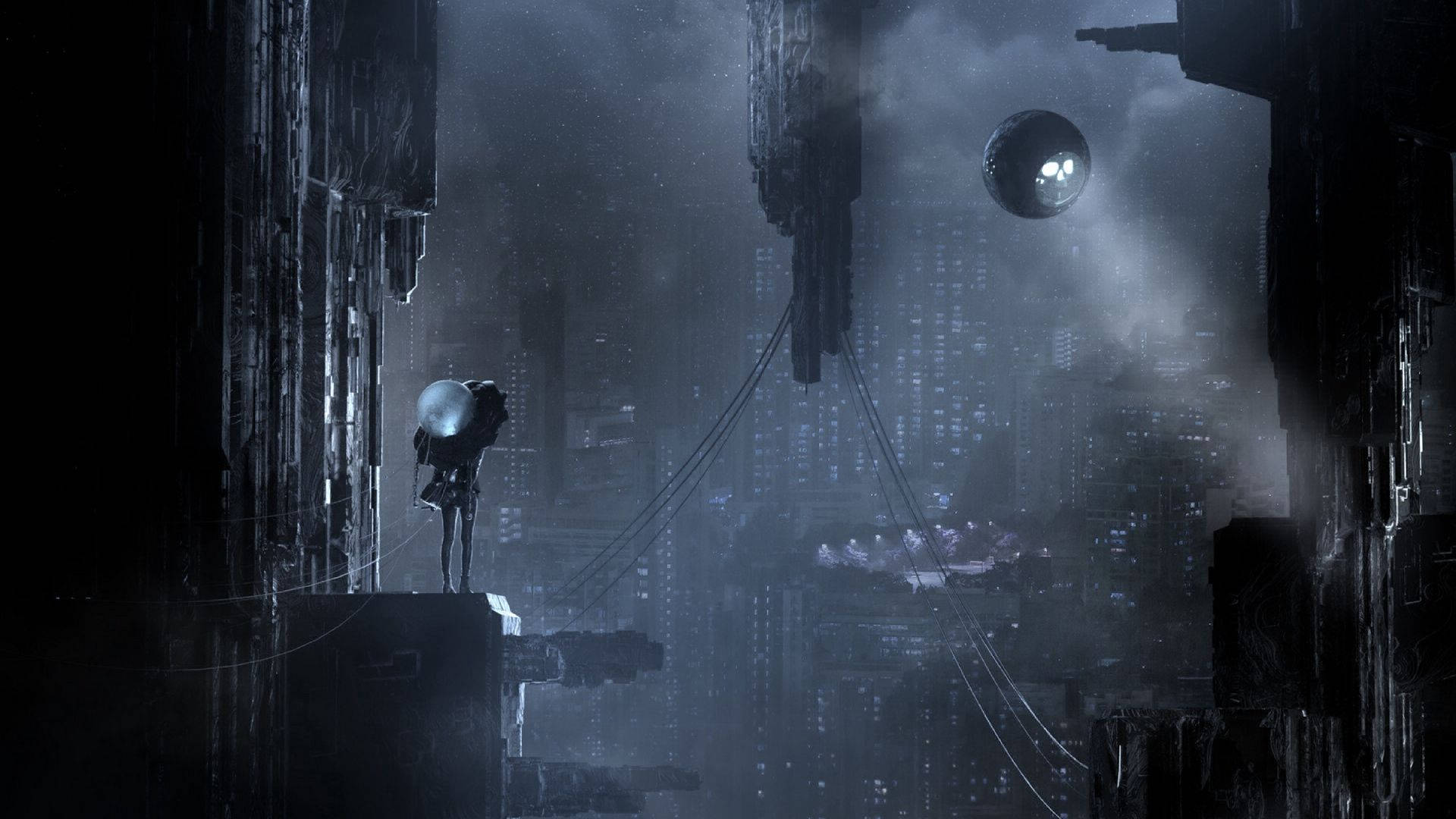 Cyberpunk, 1920x1080, rooftop, Full HD Desktop Wallpaper