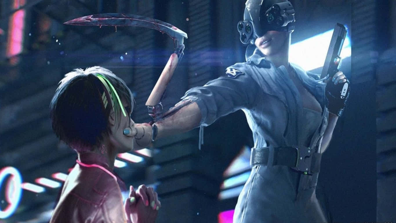 Cyberpunk 2077, cyberpunk warrior, glowing scythe, HD Desktop Wallpaper