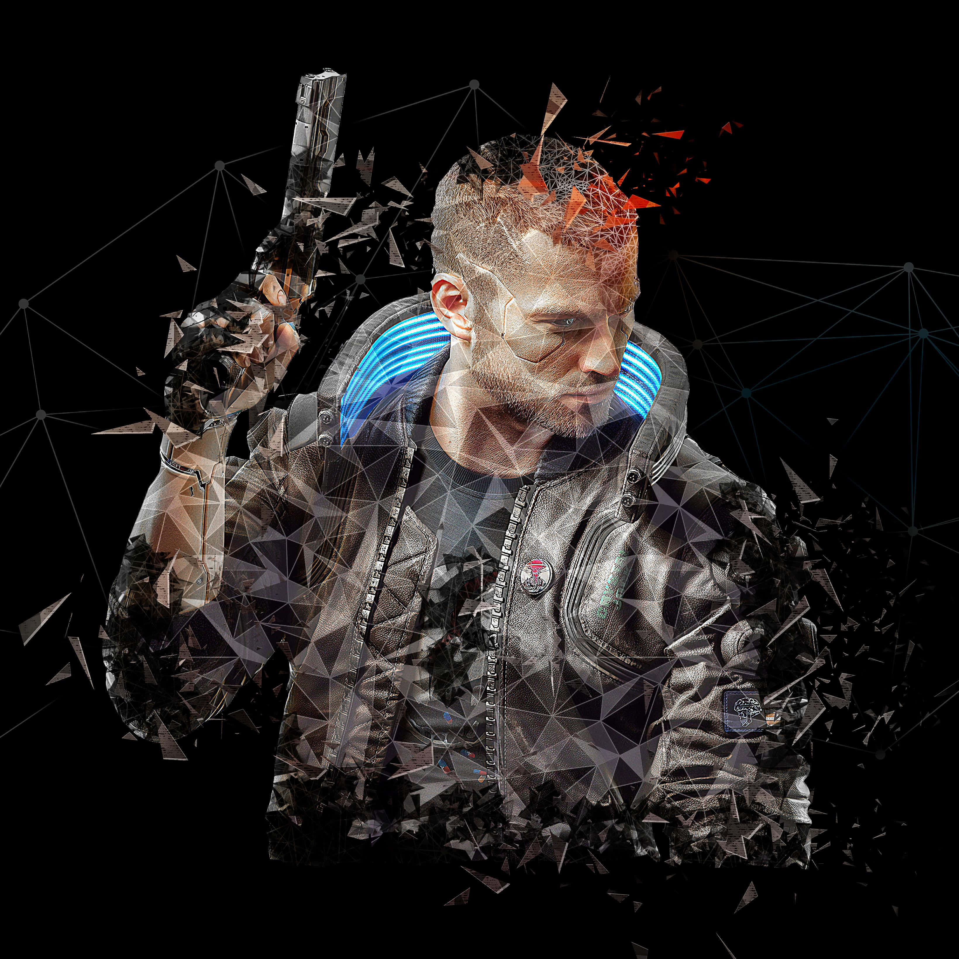 Cyberpunk 2077, character, leather jacket, 2K Desktop Wallpaper