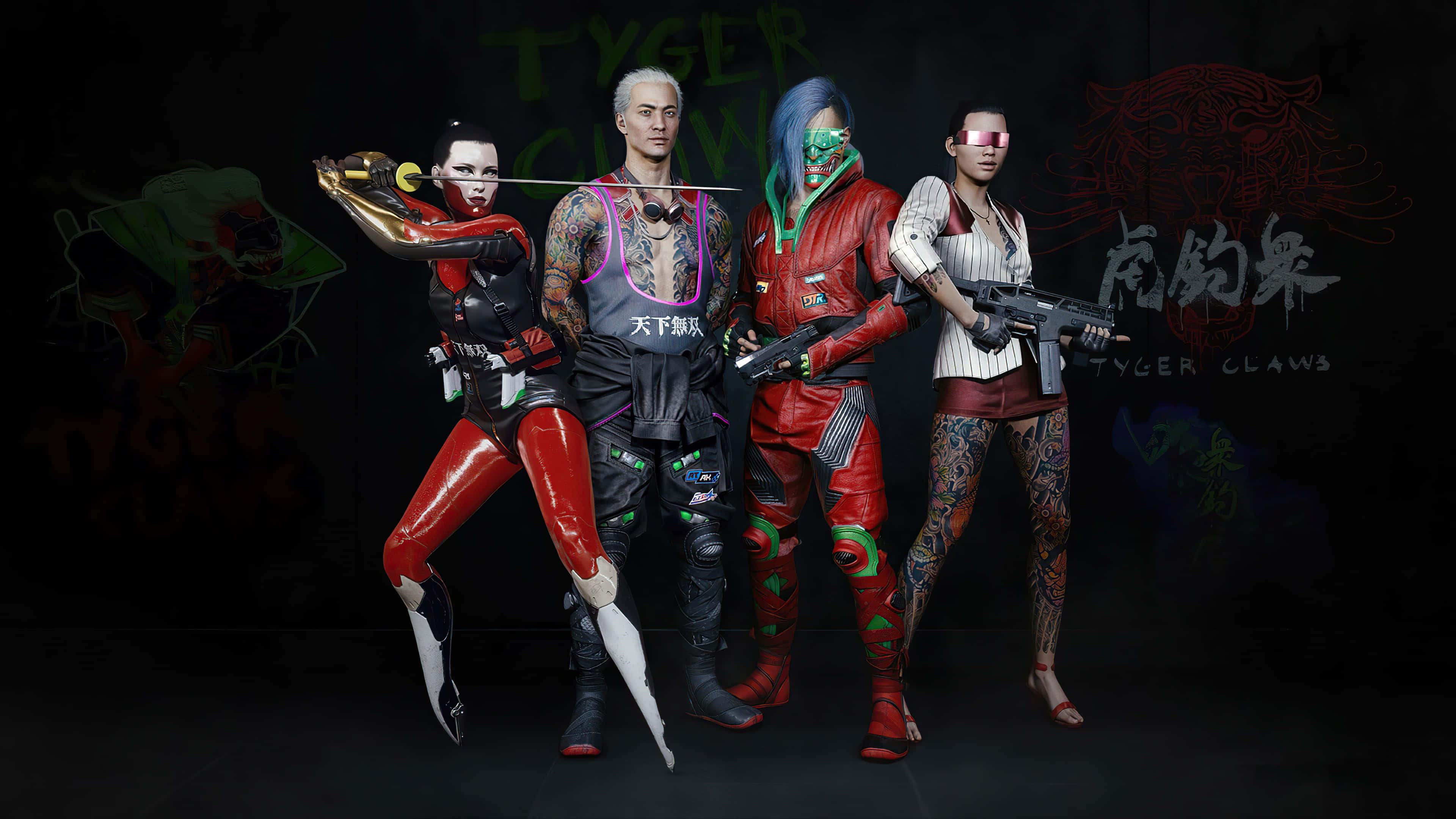 Cyberpunk 2077, characters, red and black gear, 4K Desktop Wallpaper