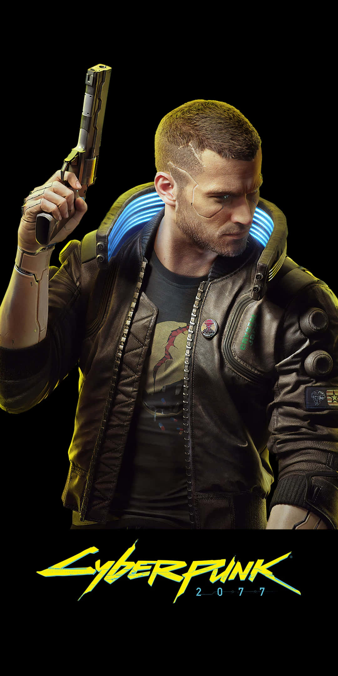 Cyberpunk 2077, character, gun phone, Full HD Phone Wallpaper