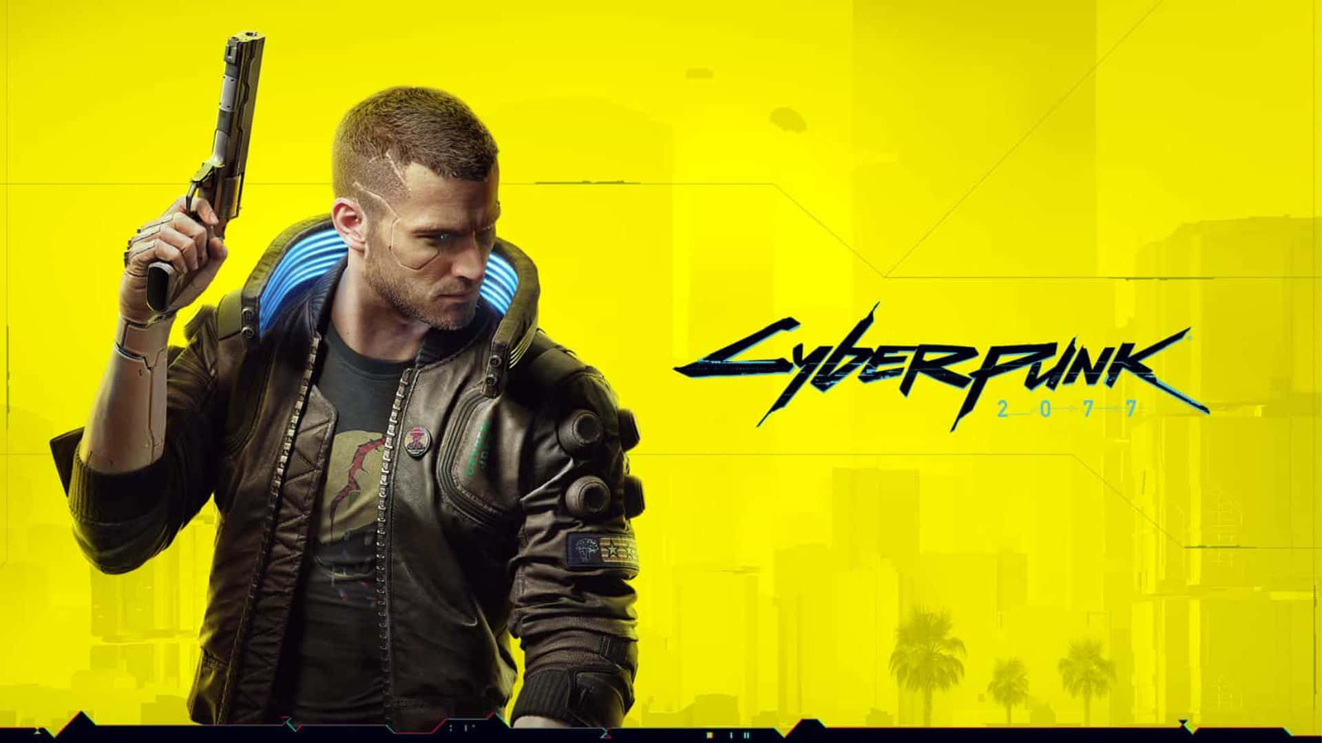 Cyberpunk 2077, protagonist, leather jacket, Full HD Desktop Wallpaper